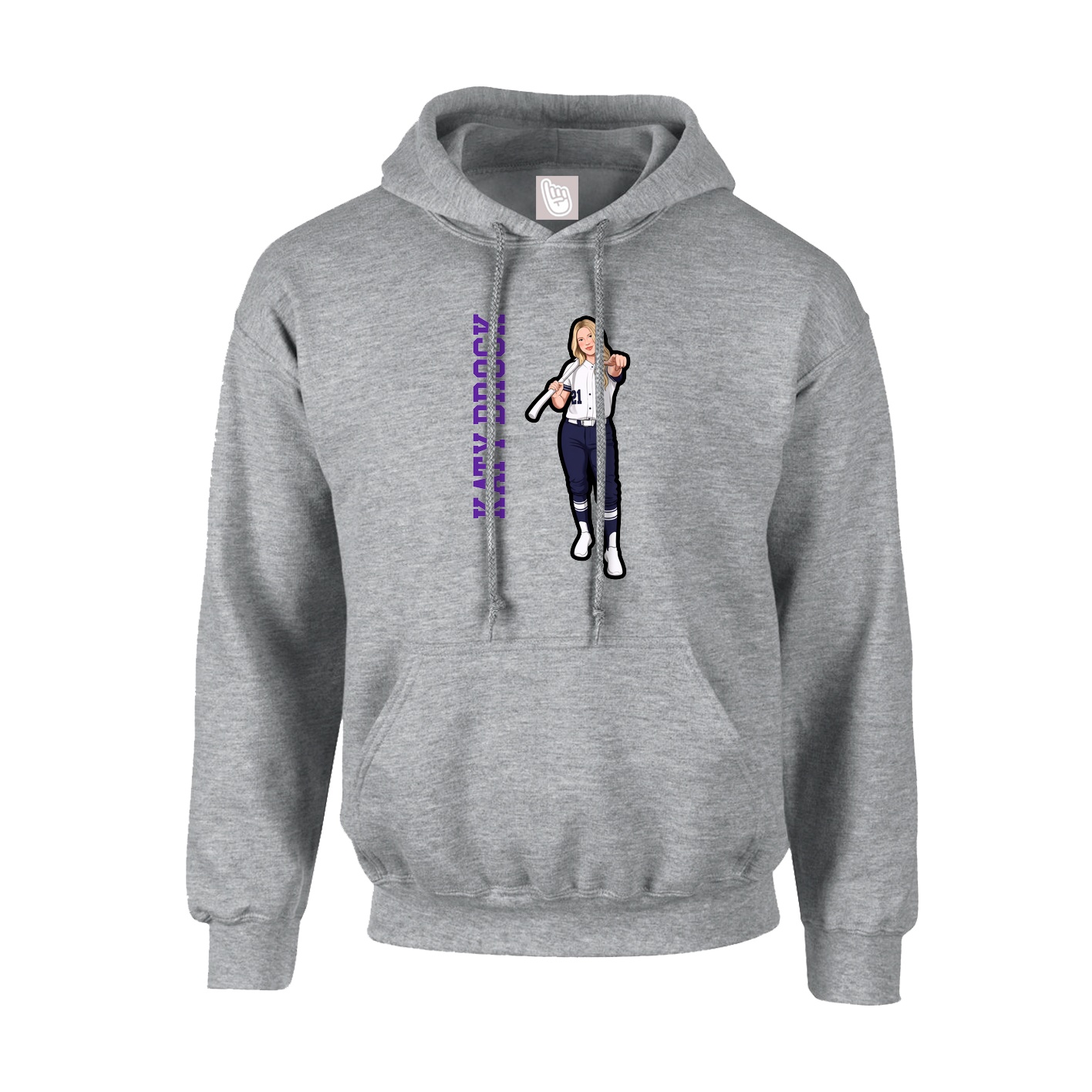 Youth Hoodie — Name Vertical in Grey