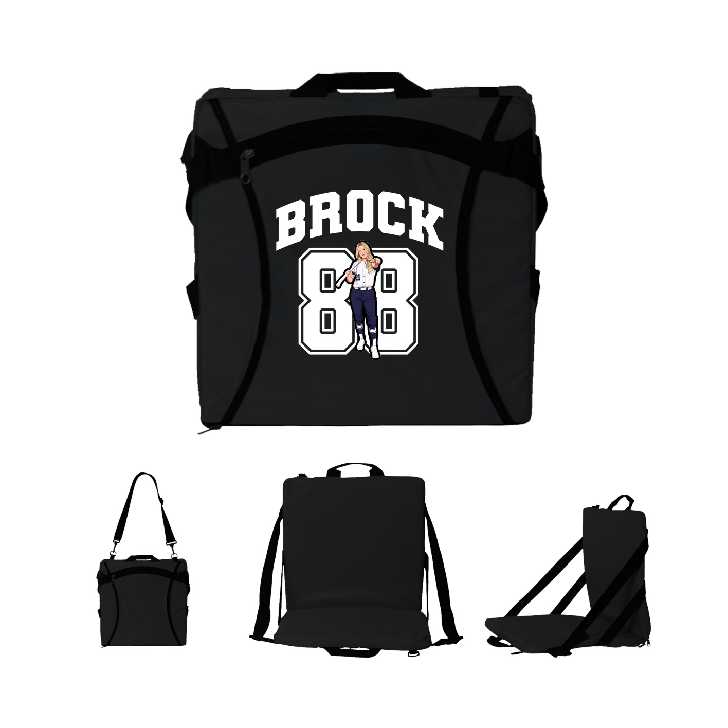 Folding Stadium Seat — Number in Black