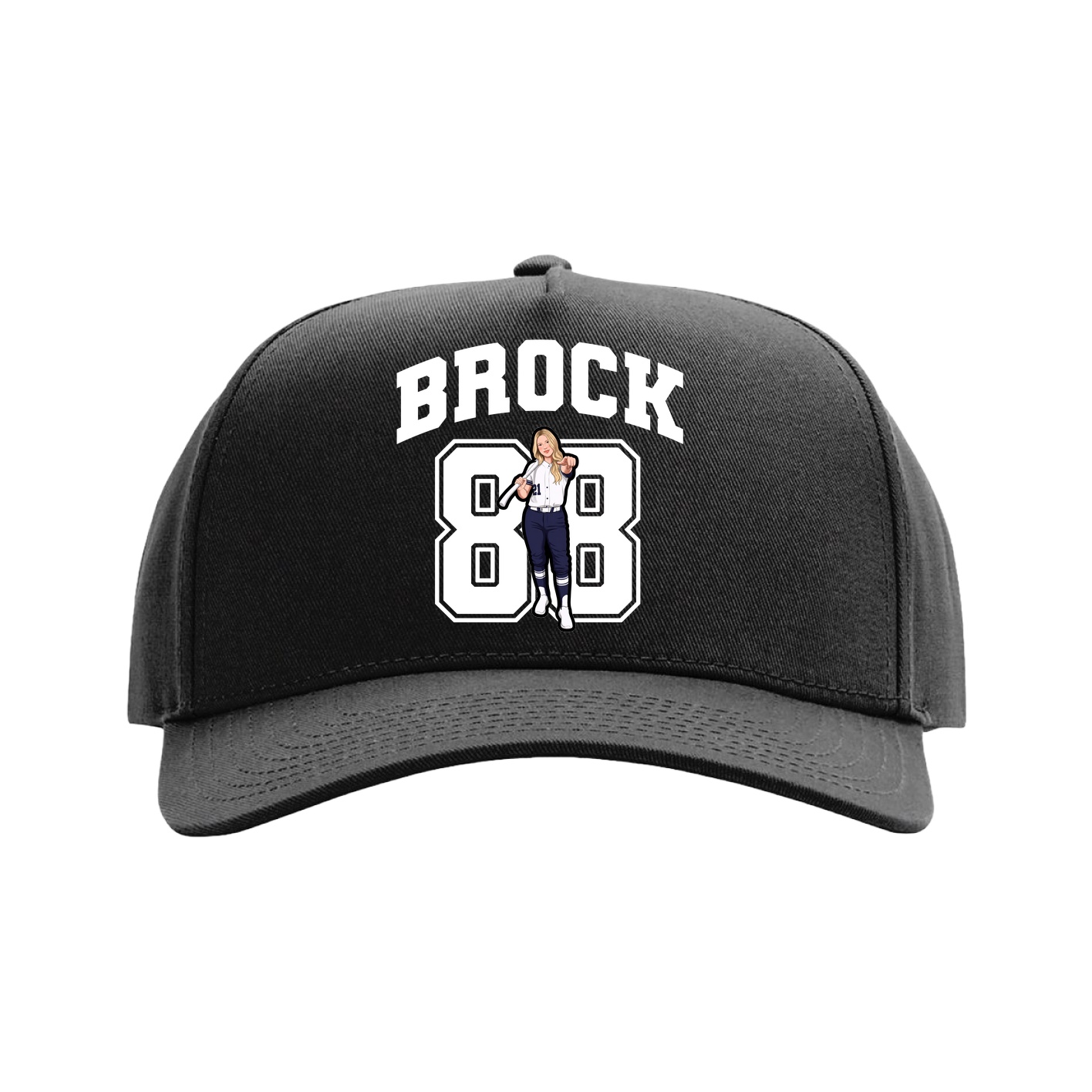 Full Fabric Five-Panel Champ Cap — Number in Black