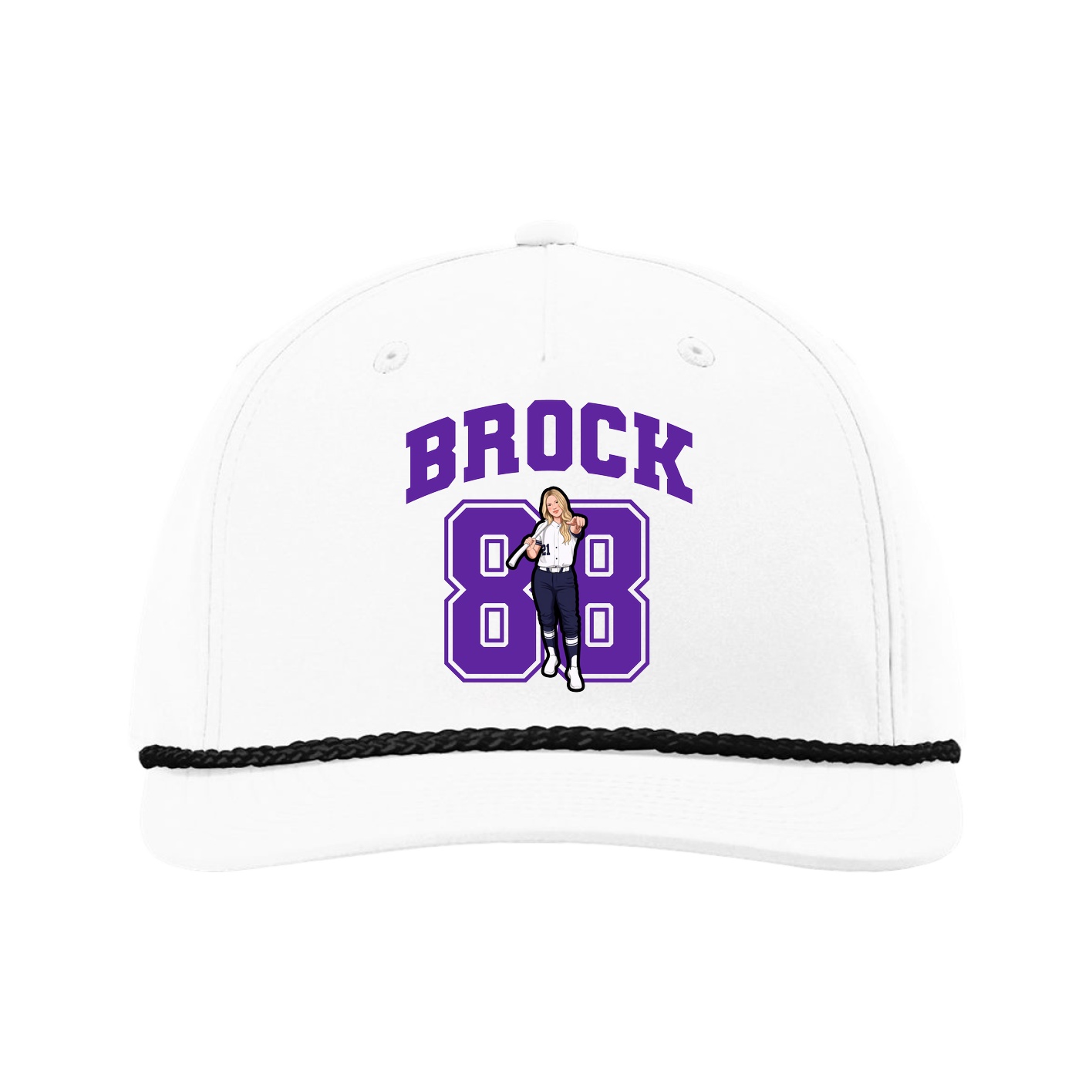Five-Panel Classic Rope Cap — Number in White