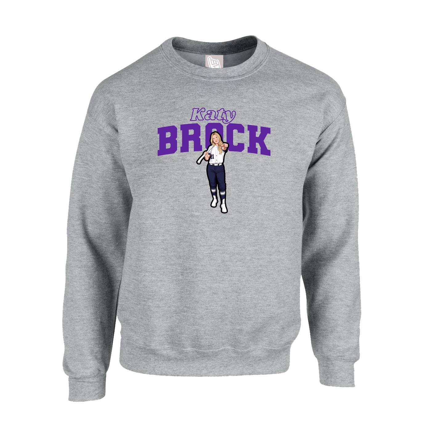 Fleece Crew — Name Arch in Grey