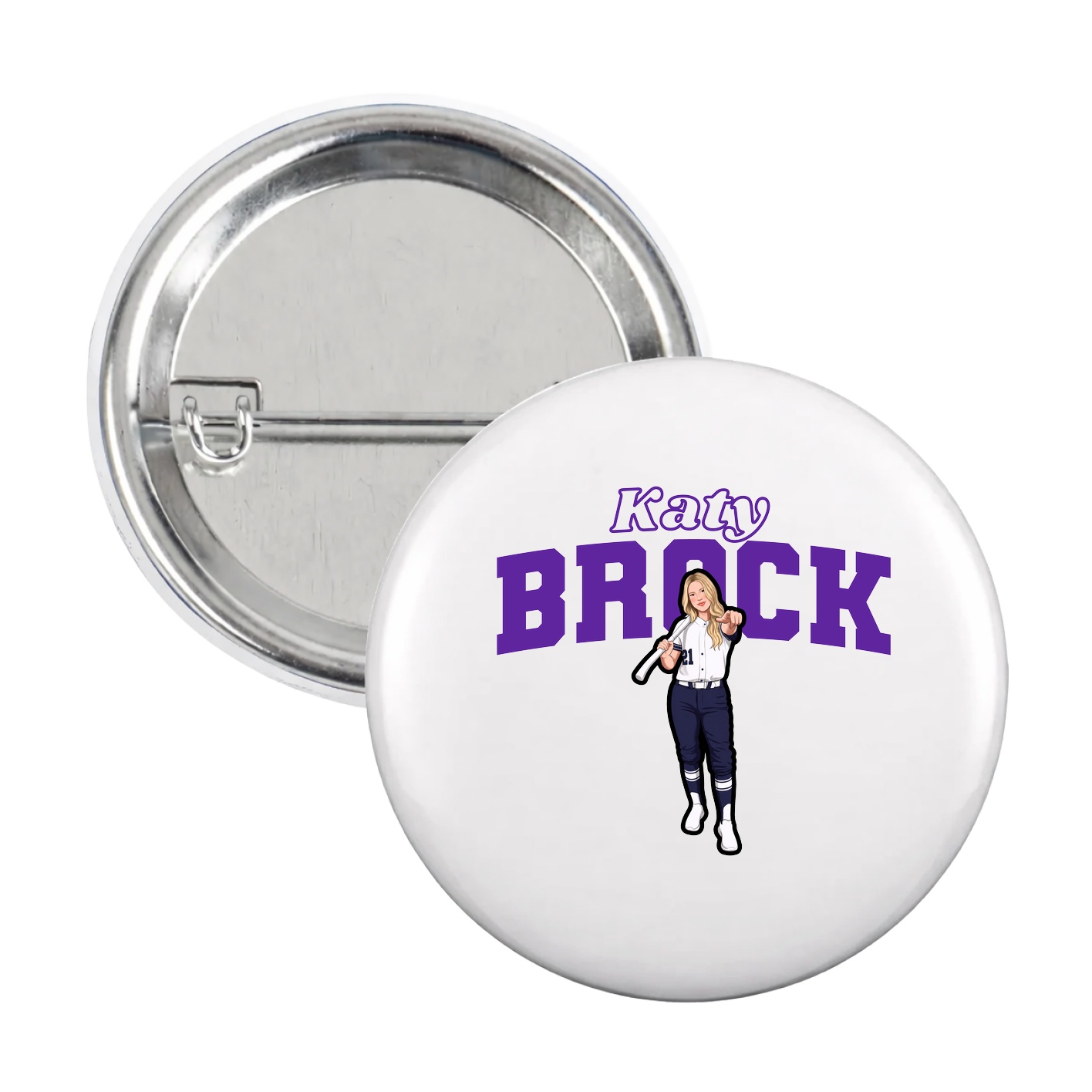 Game Day Button — Name Arch in White