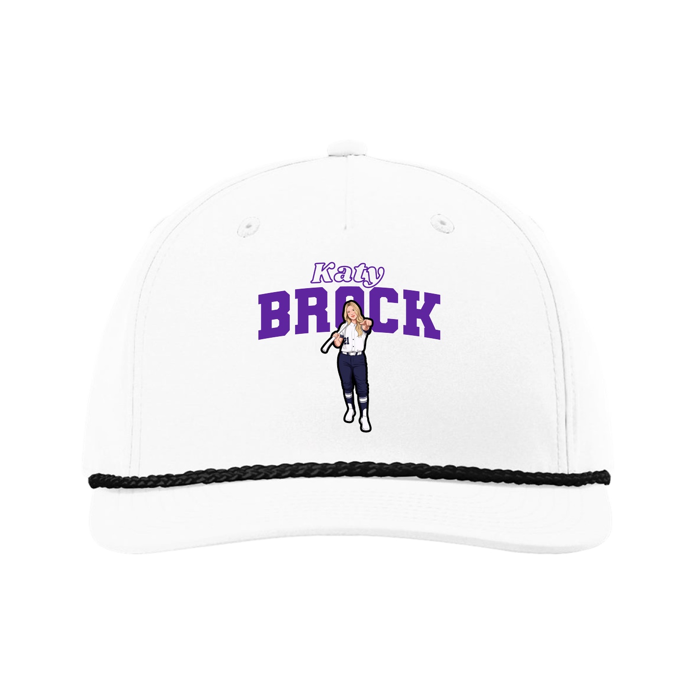 Five-Panel Classic Rope Cap — Name Arch in White