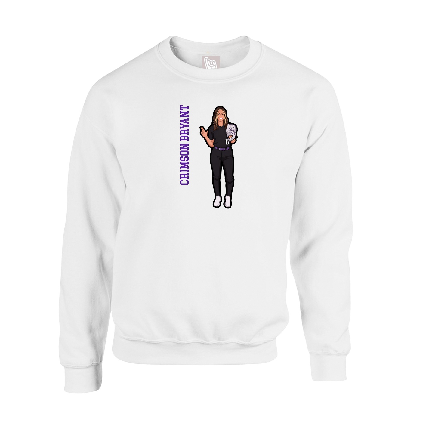 Fleece Crew — Name Vertical in White