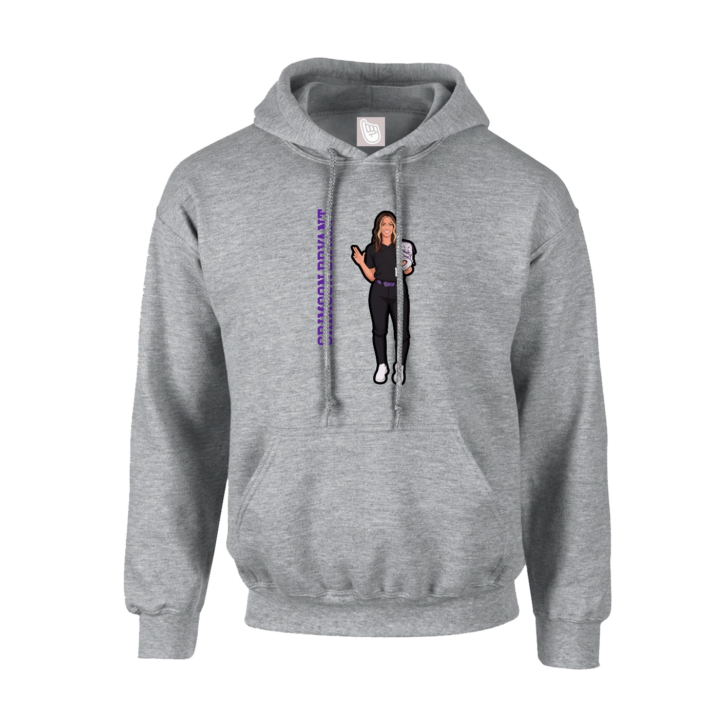 Youth Hoodie — Name Vertical in Grey