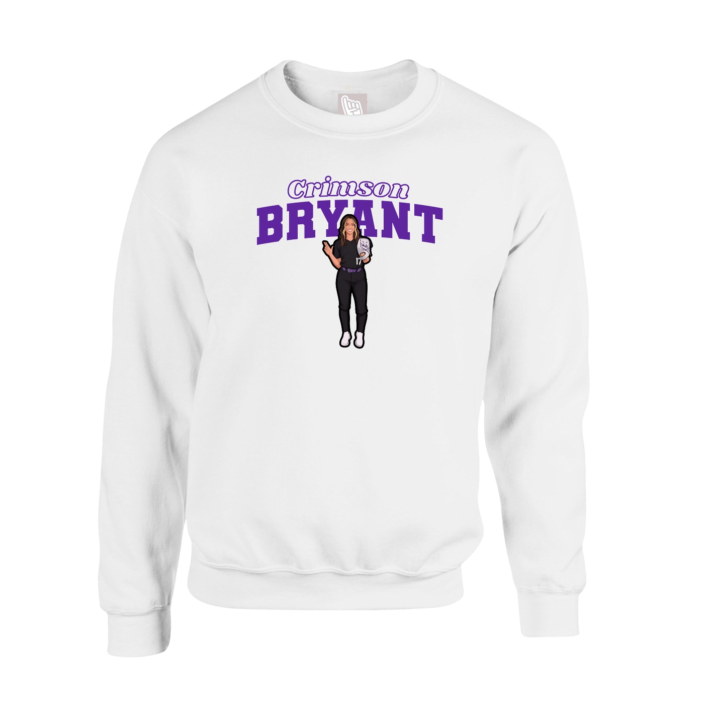 Fleece Crew — Name Arch in White