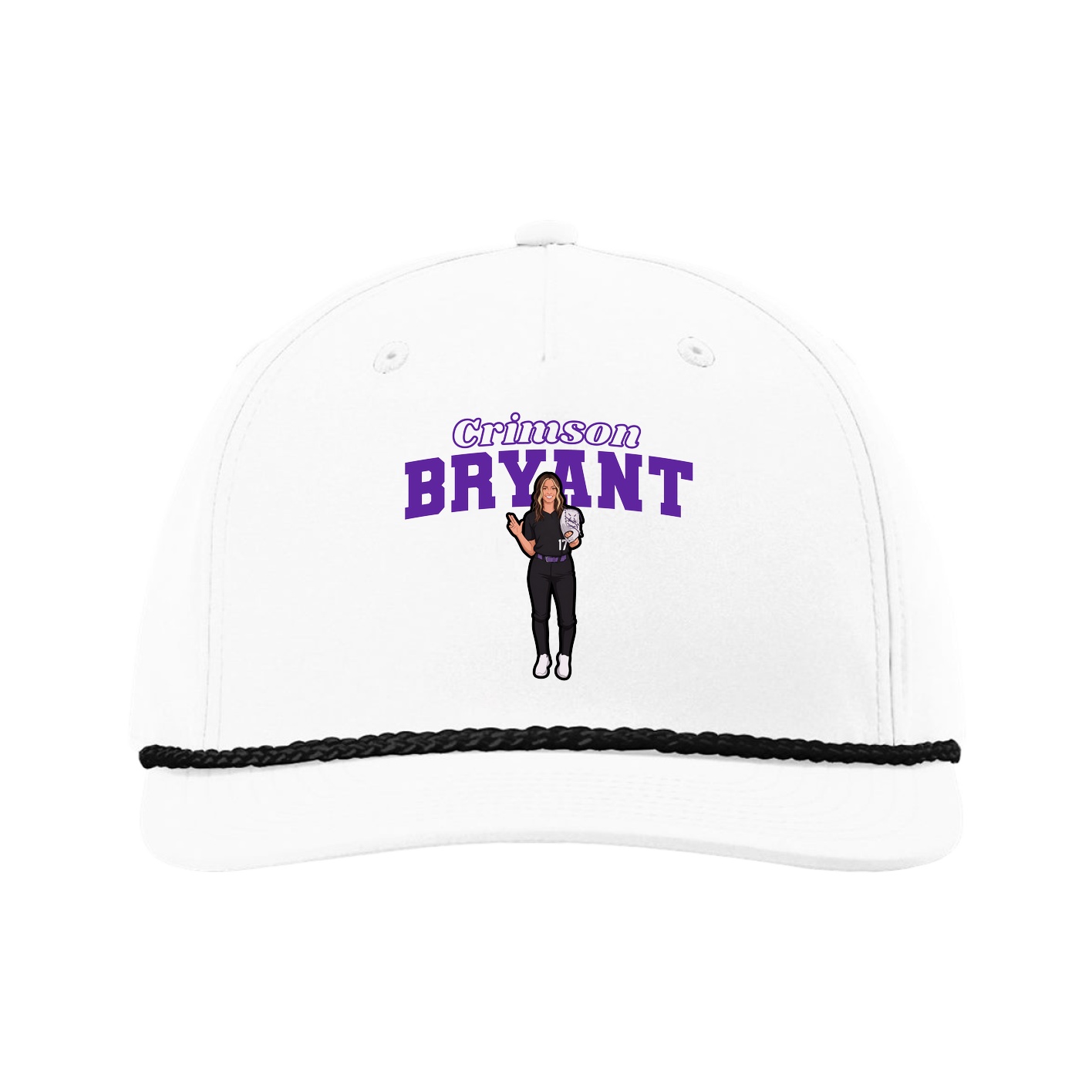 Five-Panel Classic Rope Cap — Name Arch in White