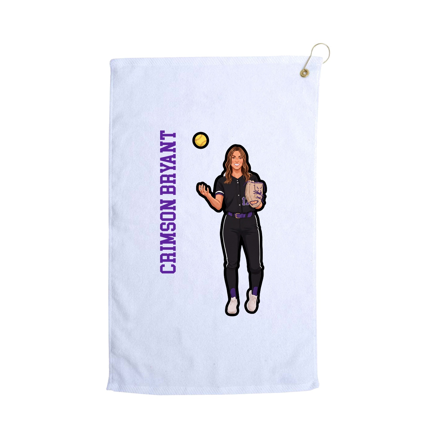 Golf Towel — Name Vertical in White