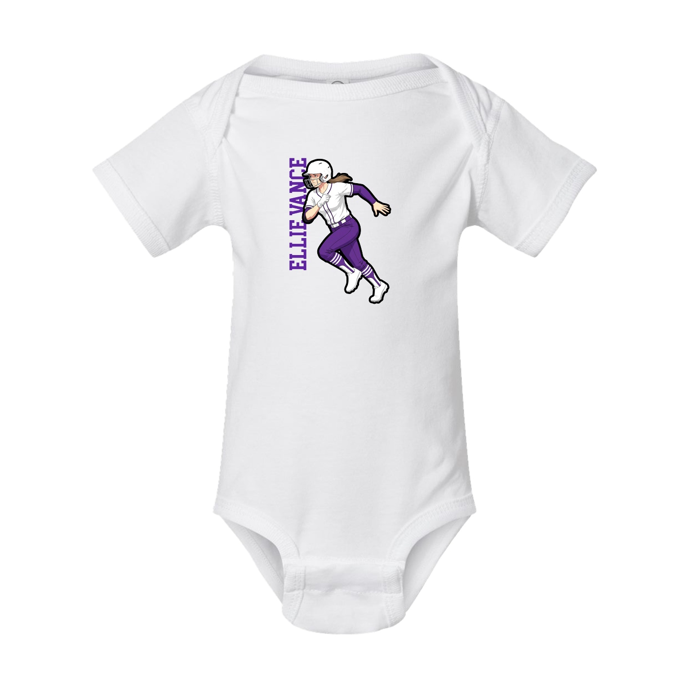 Baby Onesie — Name Vertical in White