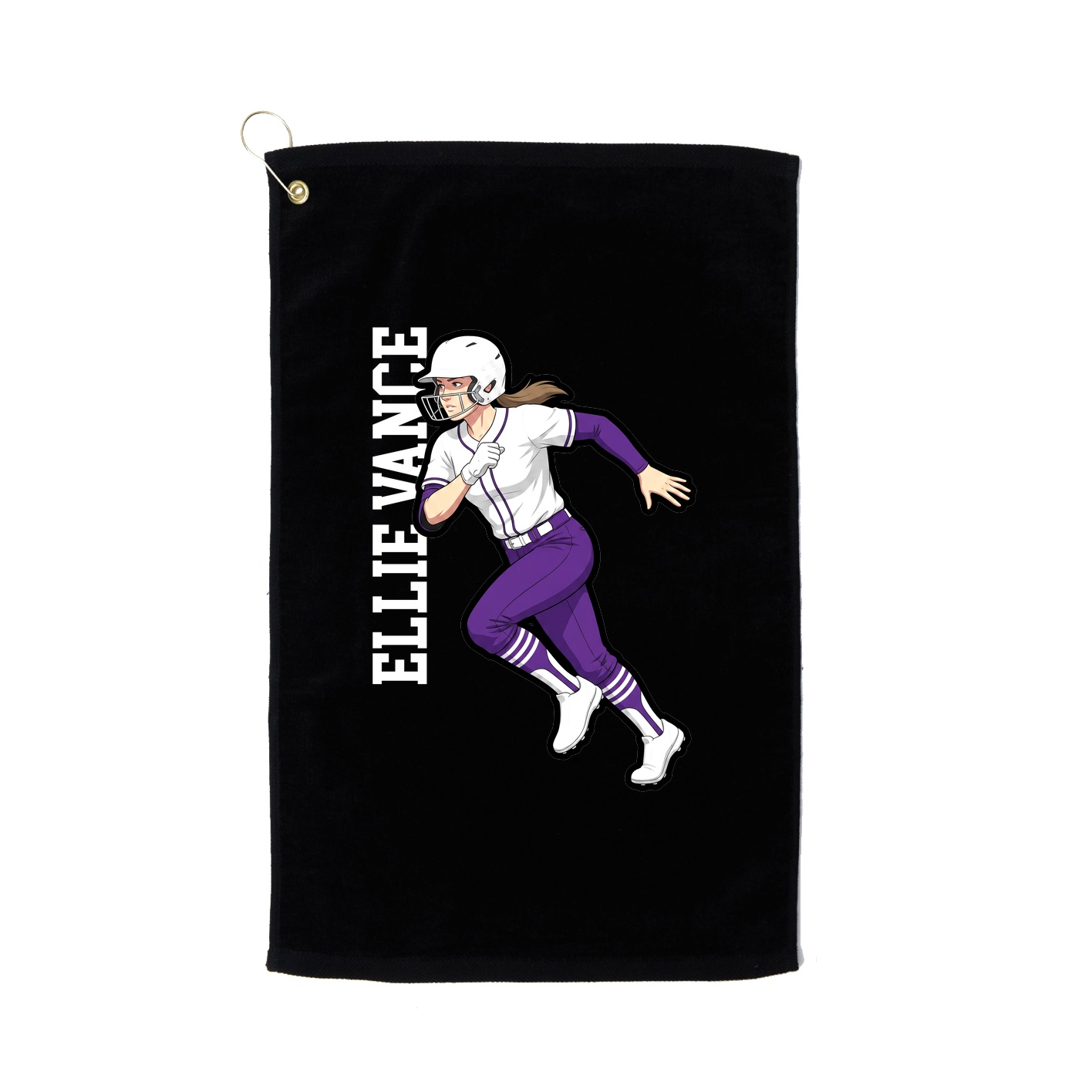 Golf Towel — Name Vertical in Black