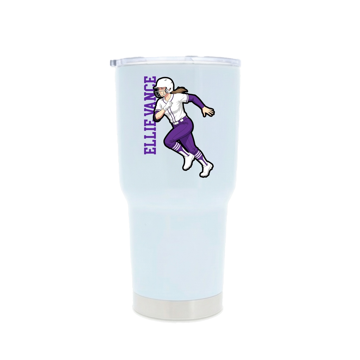 30oz Stainless Steel Tumbler — Name Vertical in White