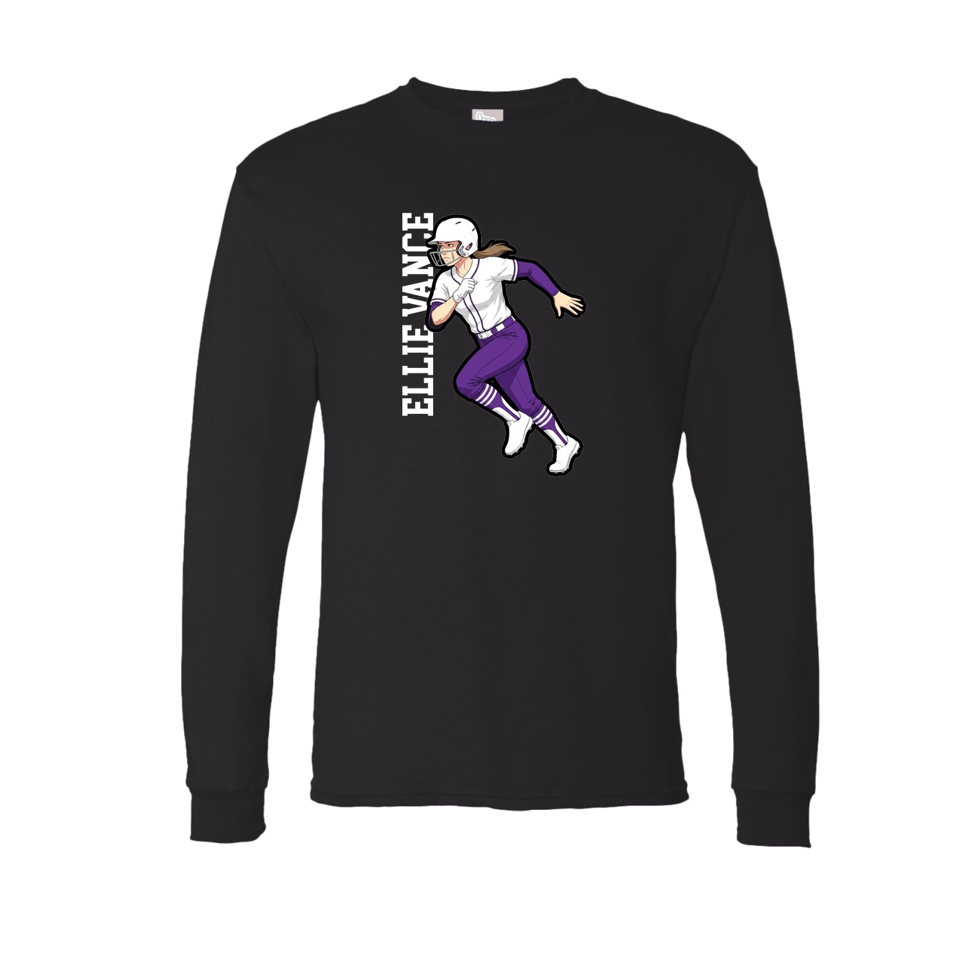 Long Sleeve Tee — Name Vertical in Black