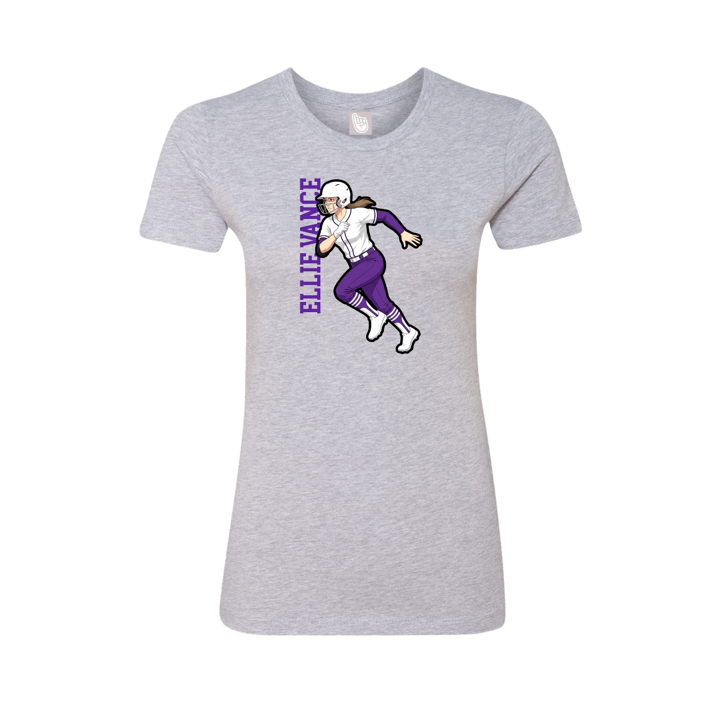 Womens Tee — Name Vertical in Grey