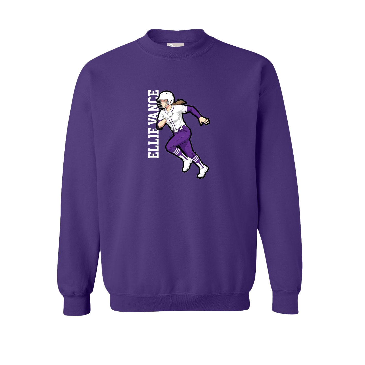 Fleece Crew — Name Vertical in Purple