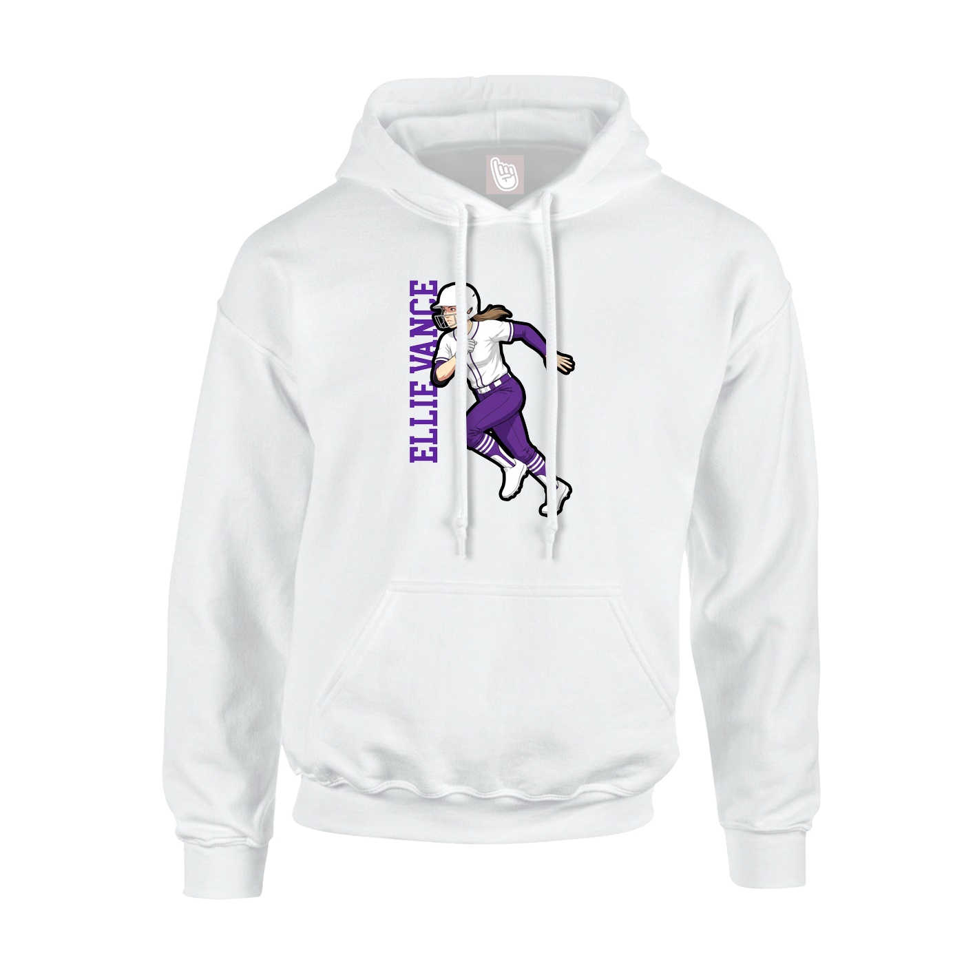 Youth Hoodie — Name Vertical in White