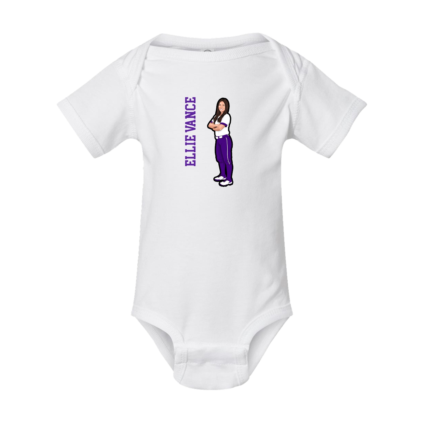 Baby Onesie — Name Vertical in White
