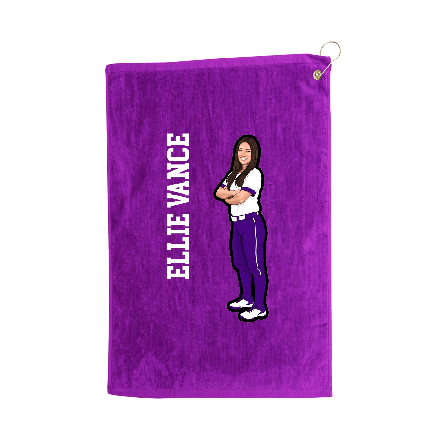 Golf Towel — Name Vertical in Purple