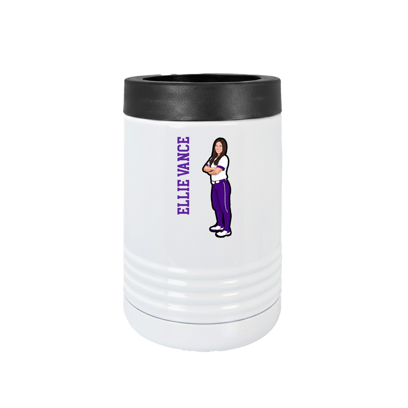 Beverage Holder — Name Vertical in White