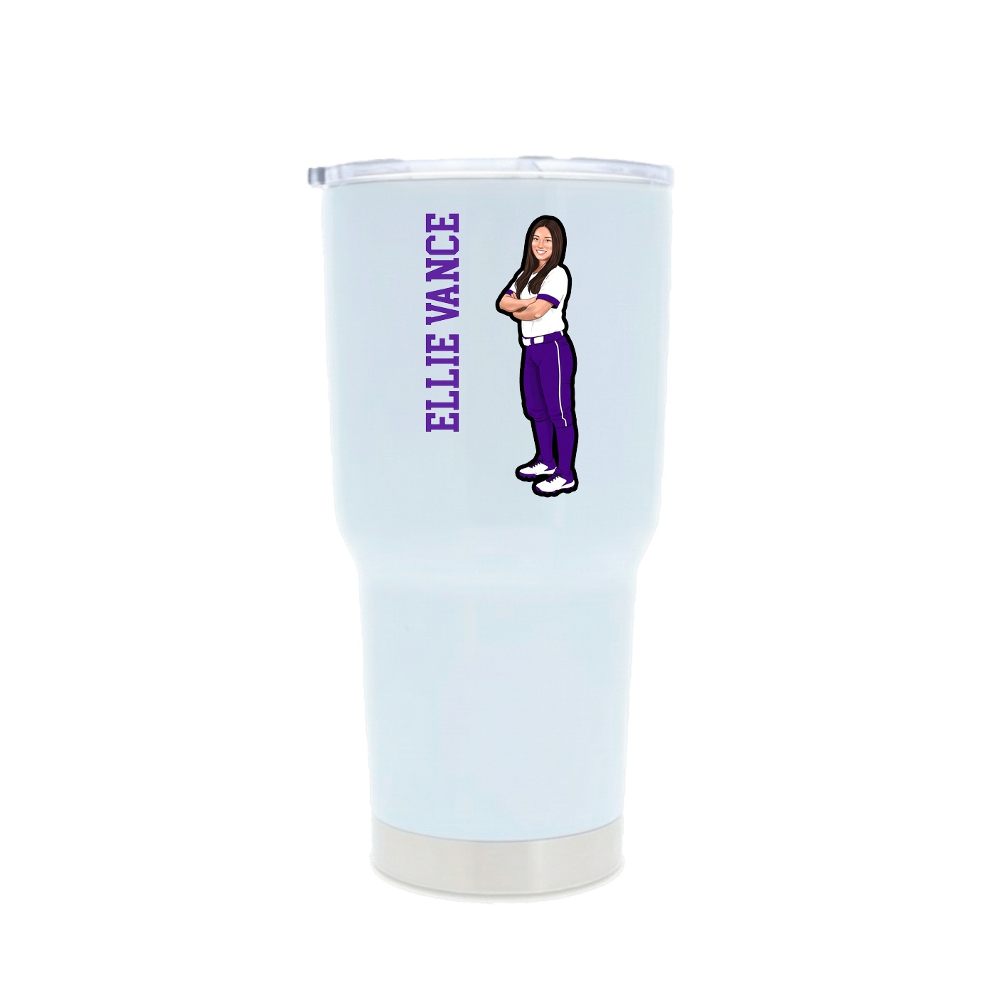 30oz Stainless Steel Tumbler — Name Vertical in White