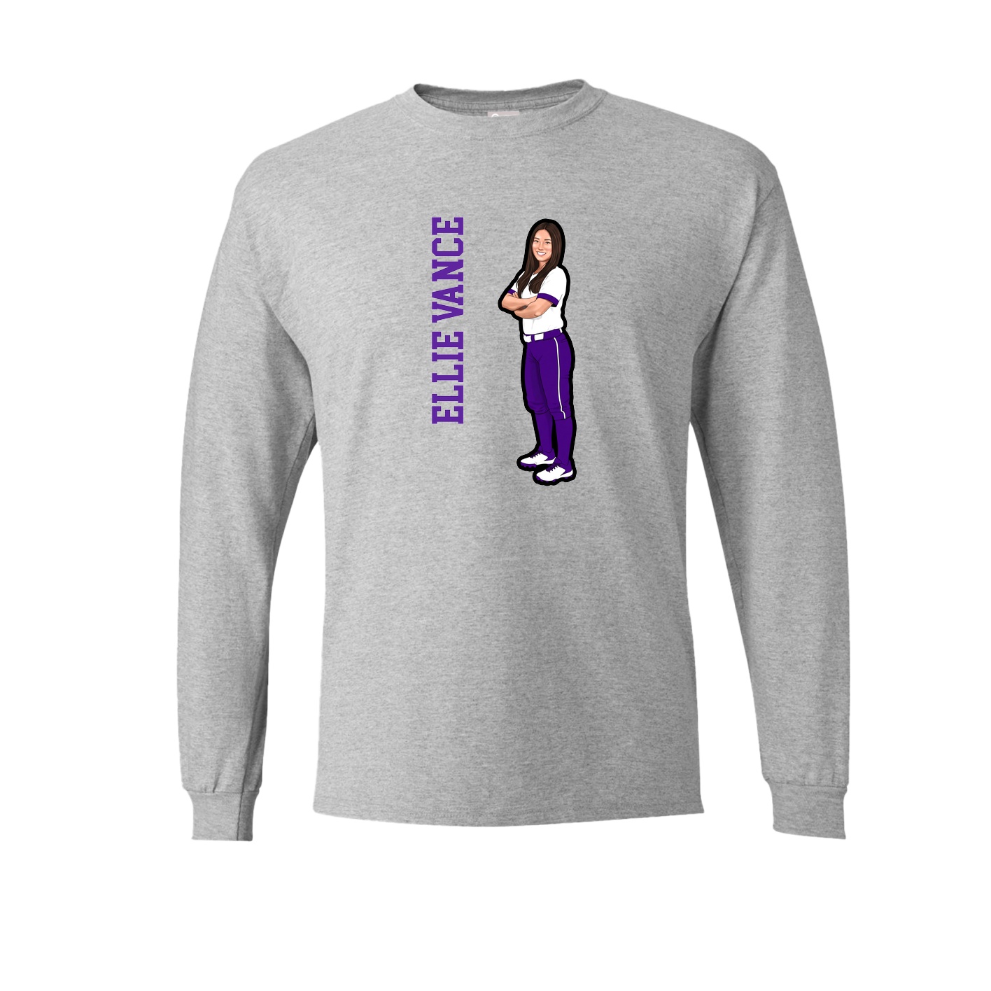 Long Sleeve Tee — Name Vertical in Grey