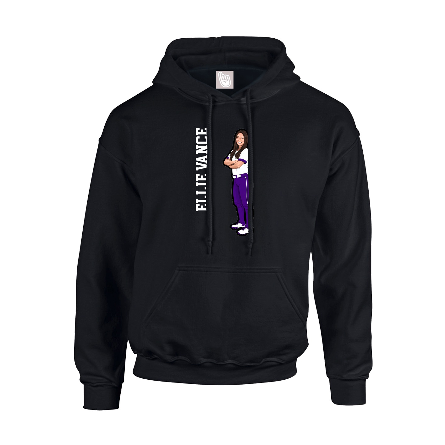 Hoodie — Name Vertical in Black