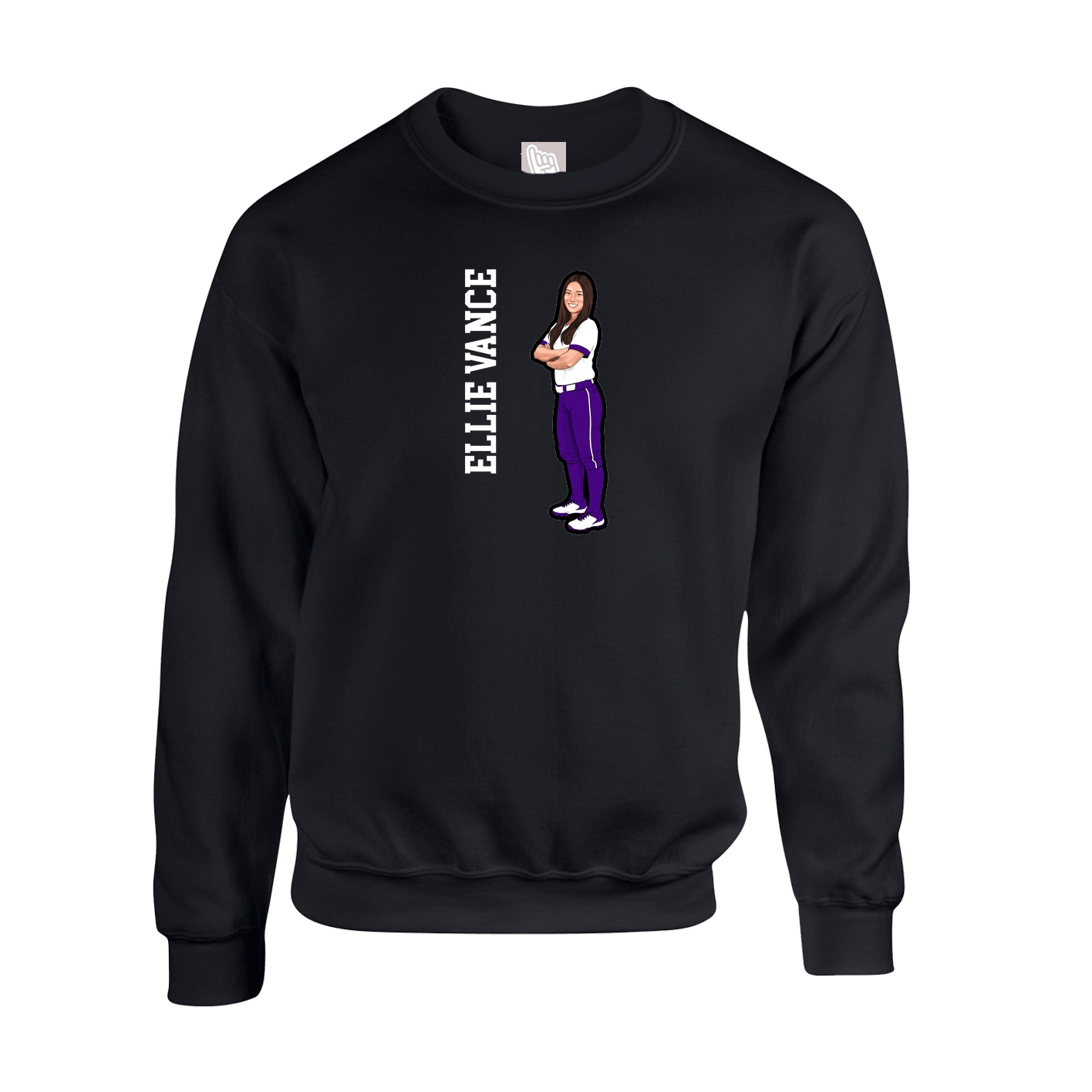 Fleece Crew — Name Vertical in Black