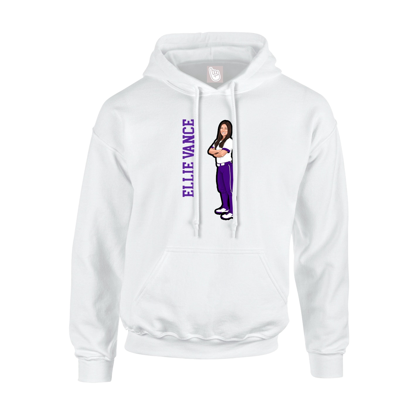 Youth Hoodie — Name Vertical in White