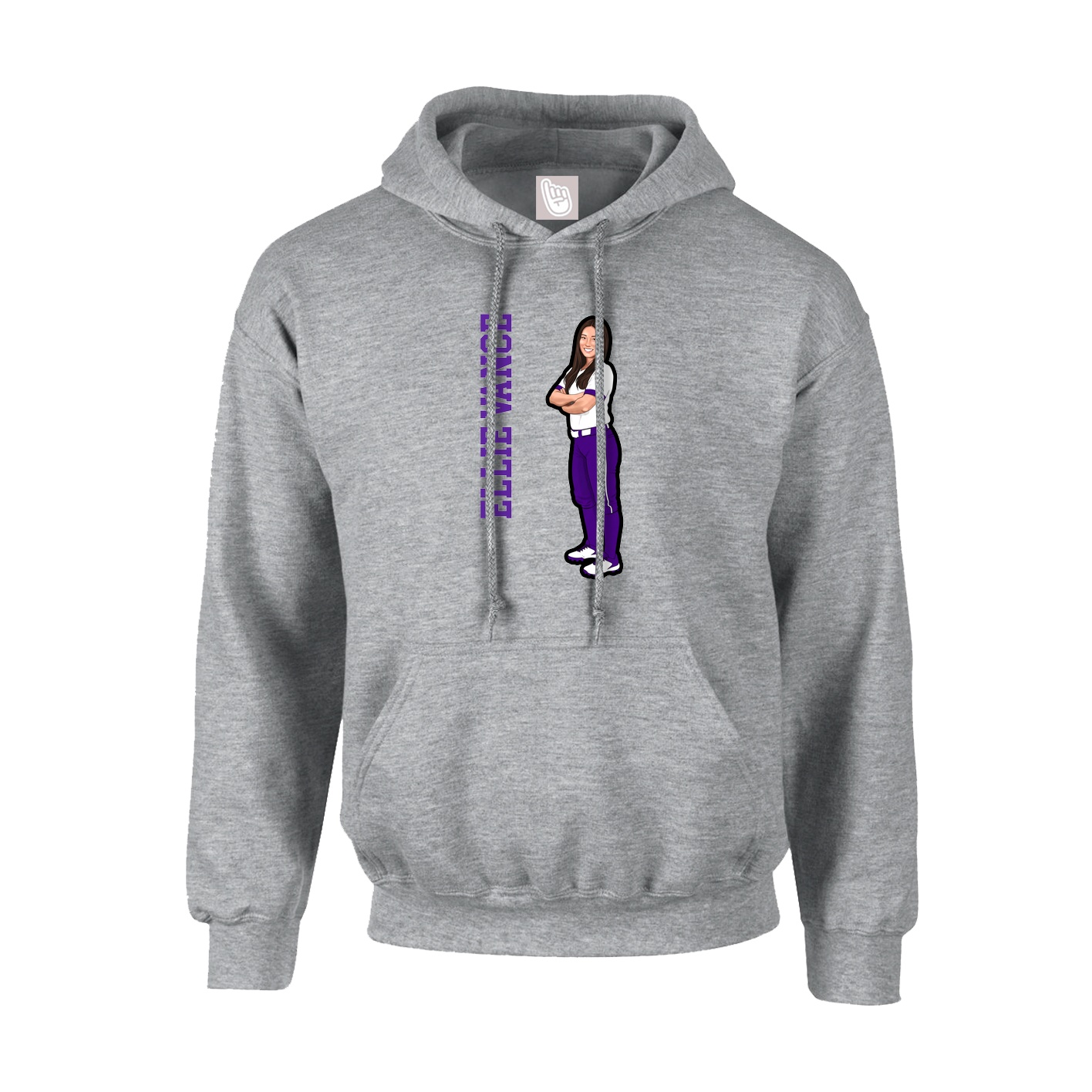 Youth Hoodie — Name Vertical in Grey