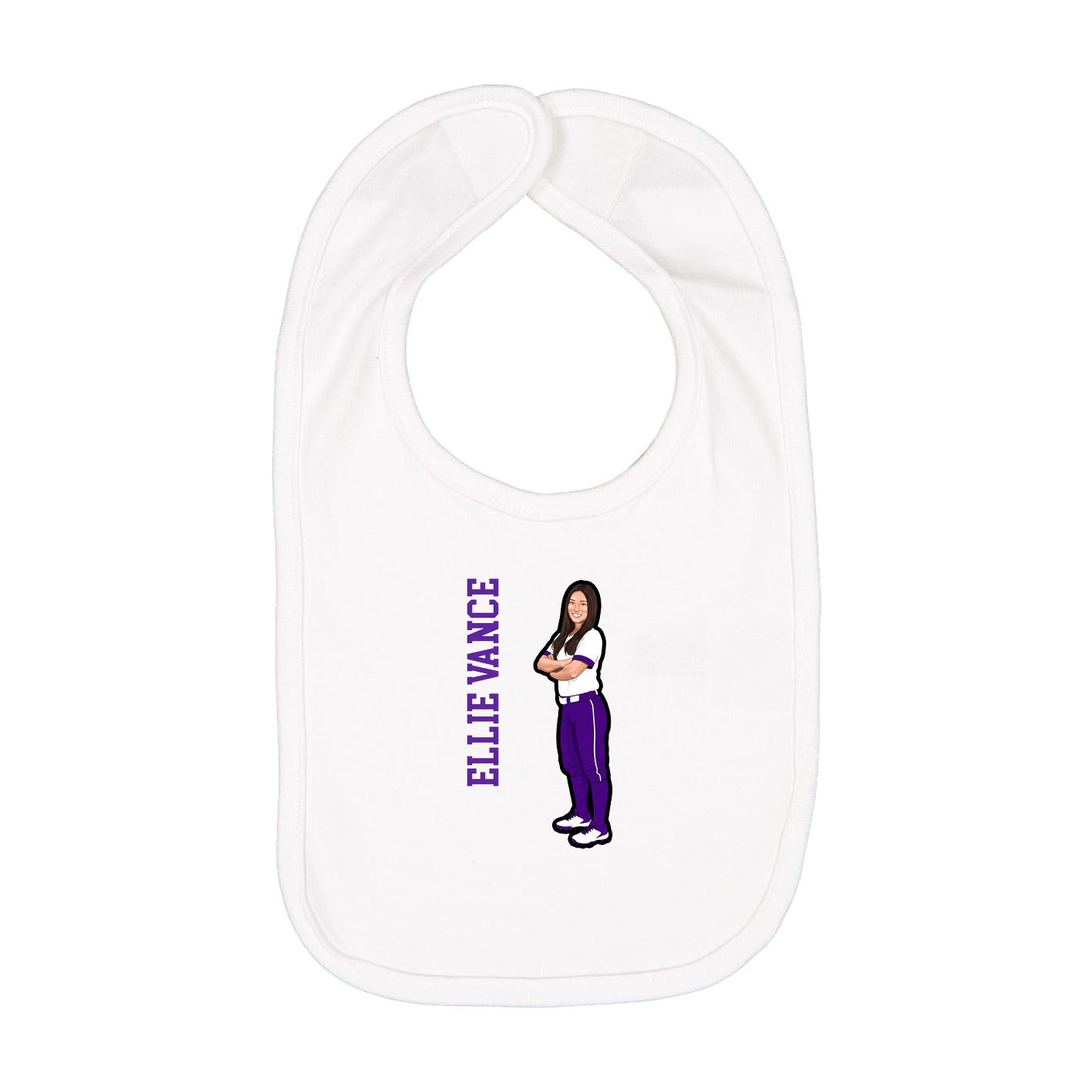 Infant Bib — Name Vertical in White