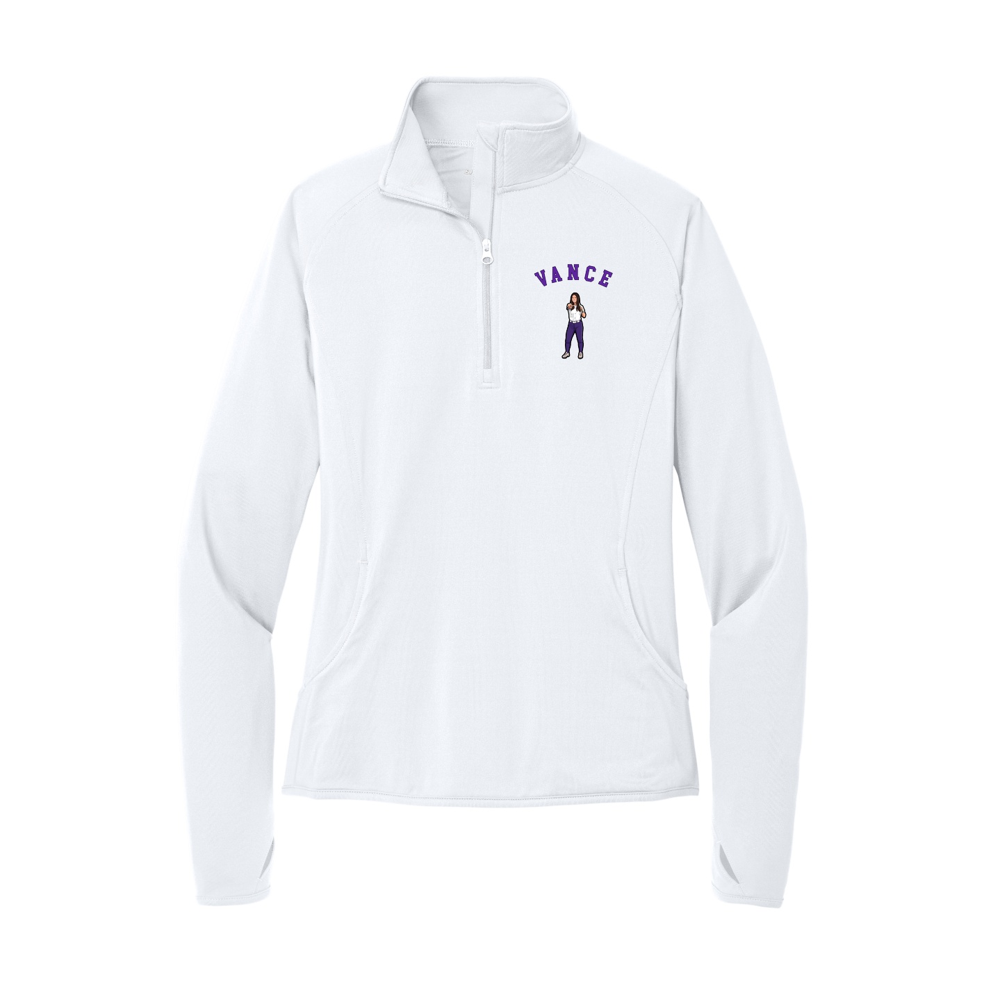 Women's Q-Zip Pullover — Shirsey Arch in White