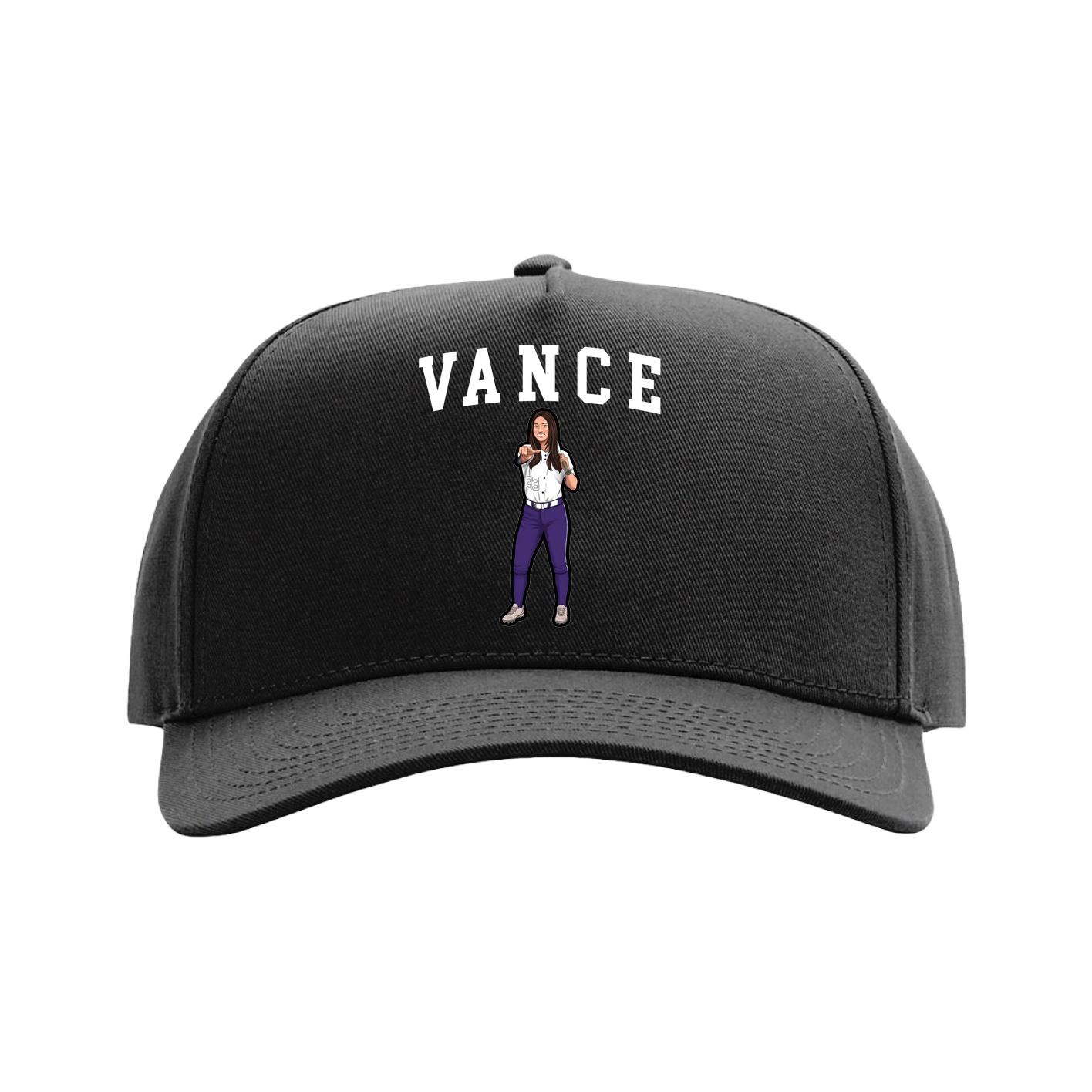 Full Fabric Five-Panel Champ Cap — Shirsey in Black