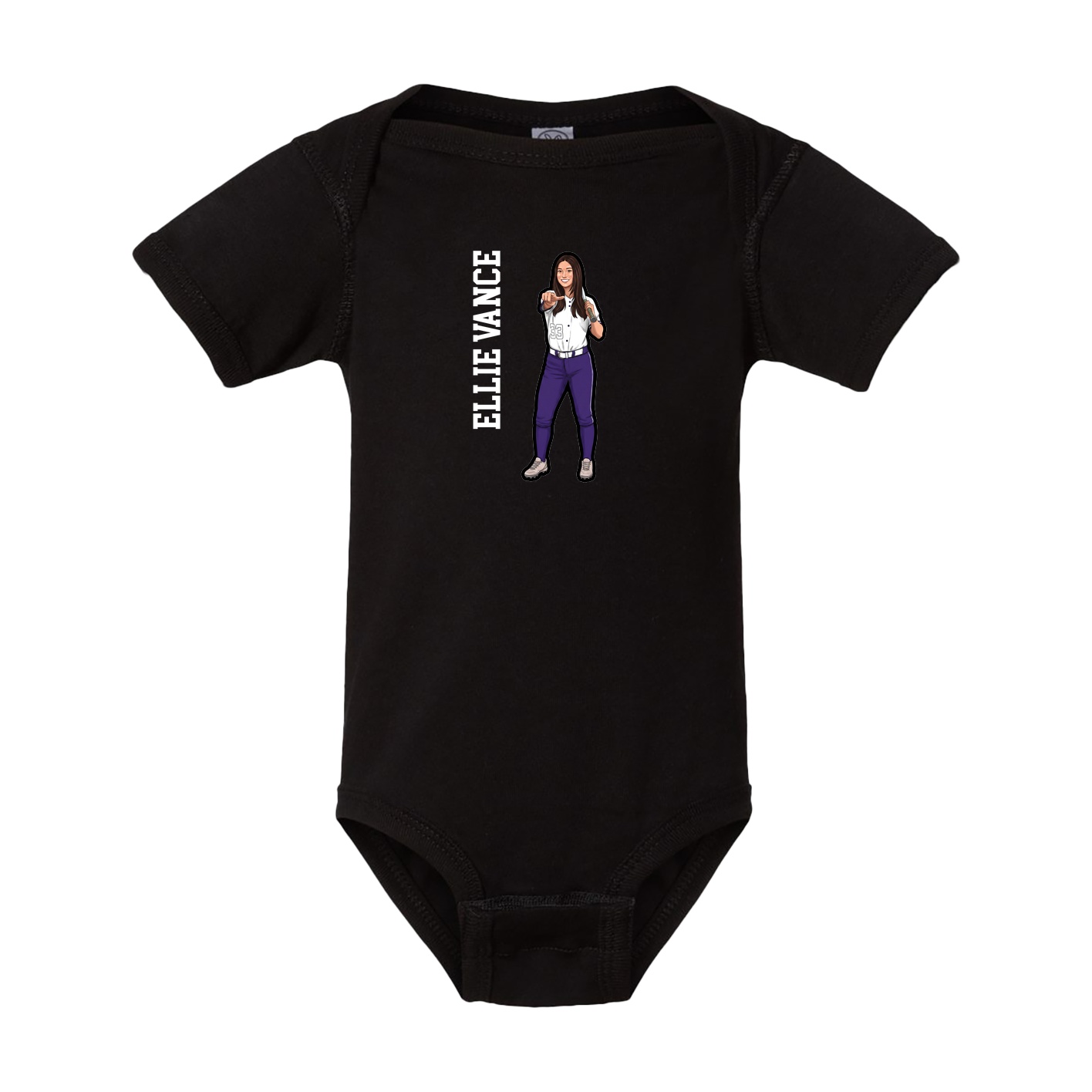 Baby Onesie — Name Vertical in Black