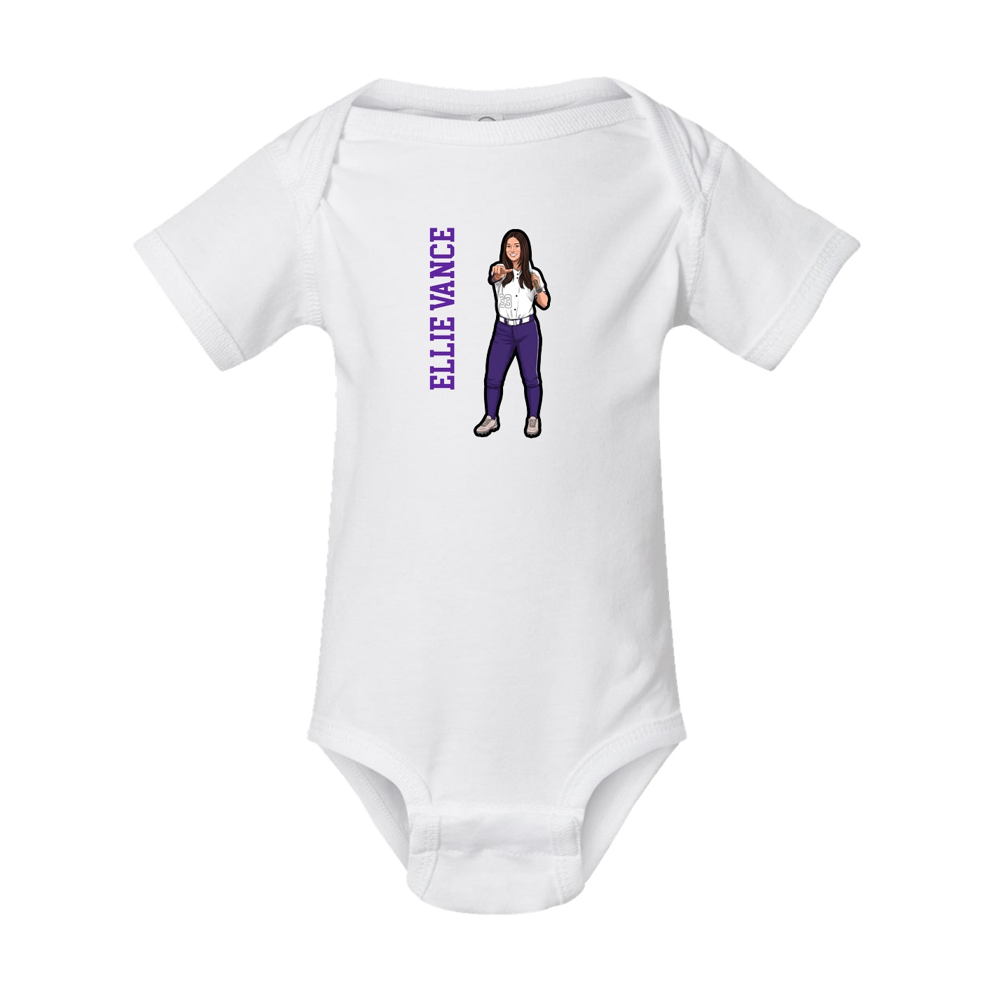 Baby Onesie — Name Vertical in White