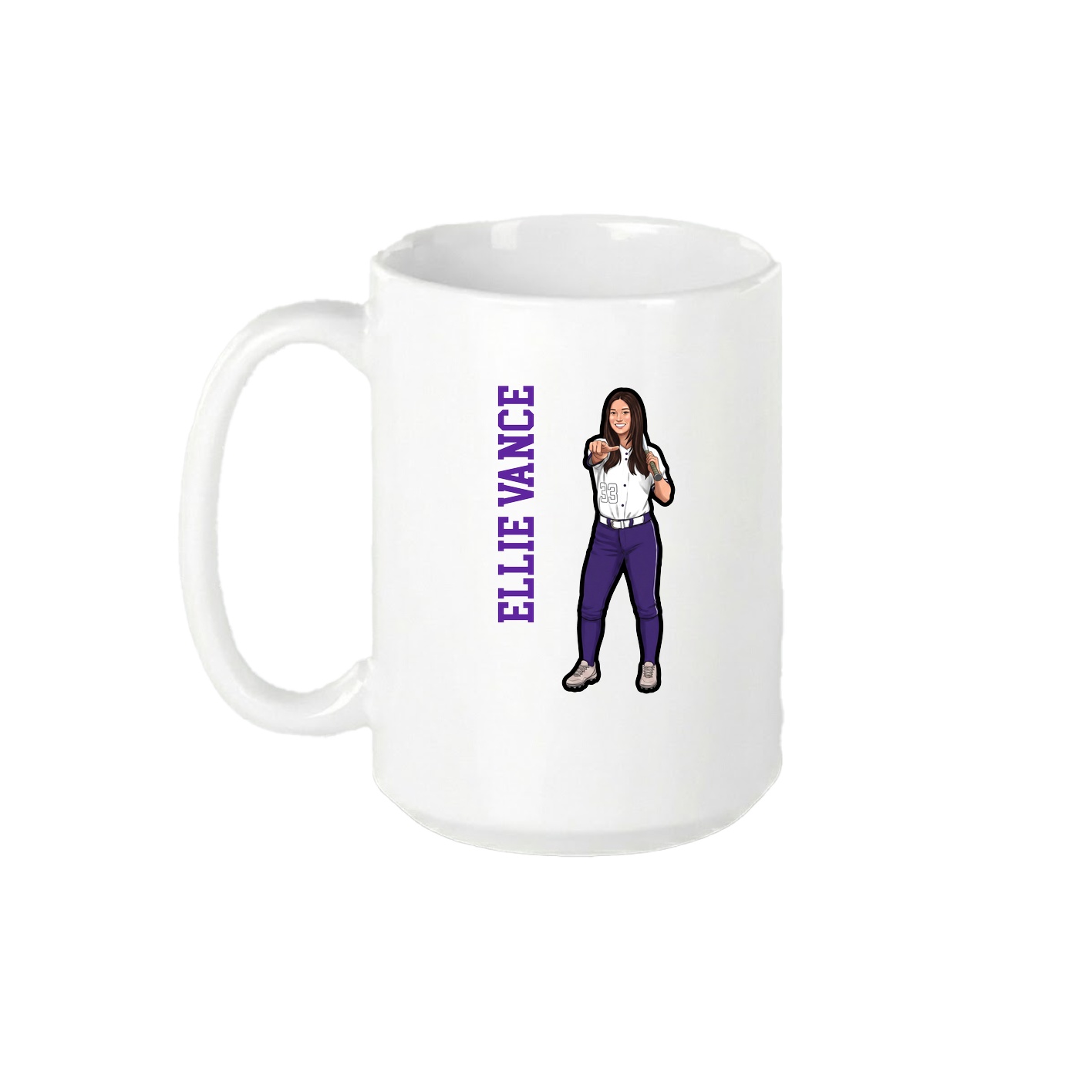 15oz Coffee Mug — Name Vertical in White