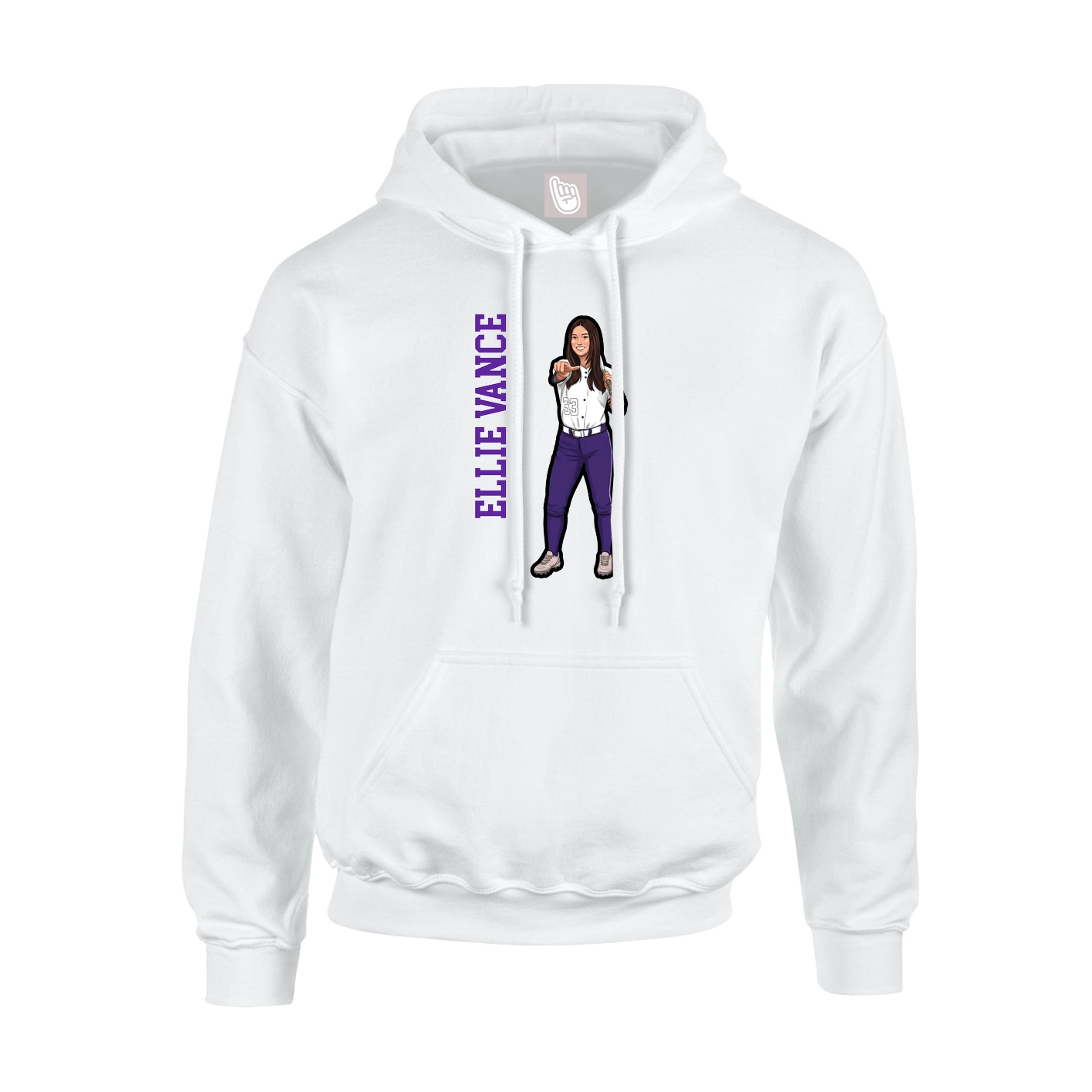 Youth Hoodie — Name Vertical in White