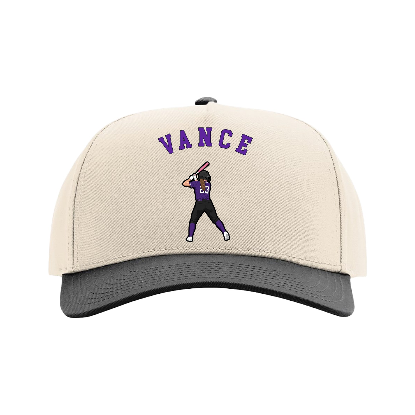 Full Fabric Five-Panel Champ Cap — Shirsey Arch in Cream/Black