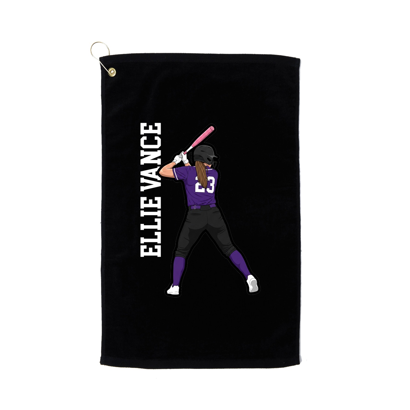 Golf Towel — Name Vertical in Black