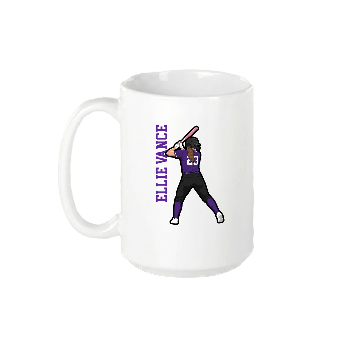 15oz Coffee Mug — Name Vertical in White