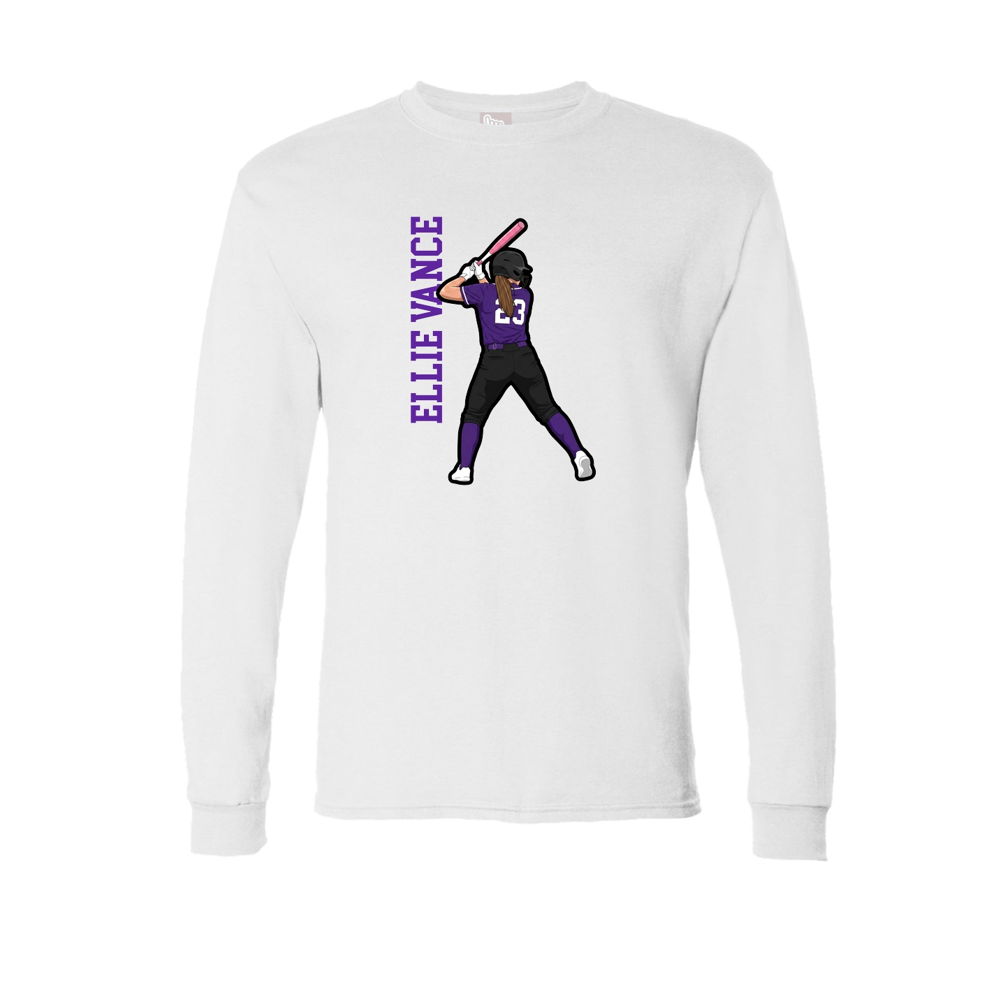 Long Sleeve Tee — Name Vertical in White
