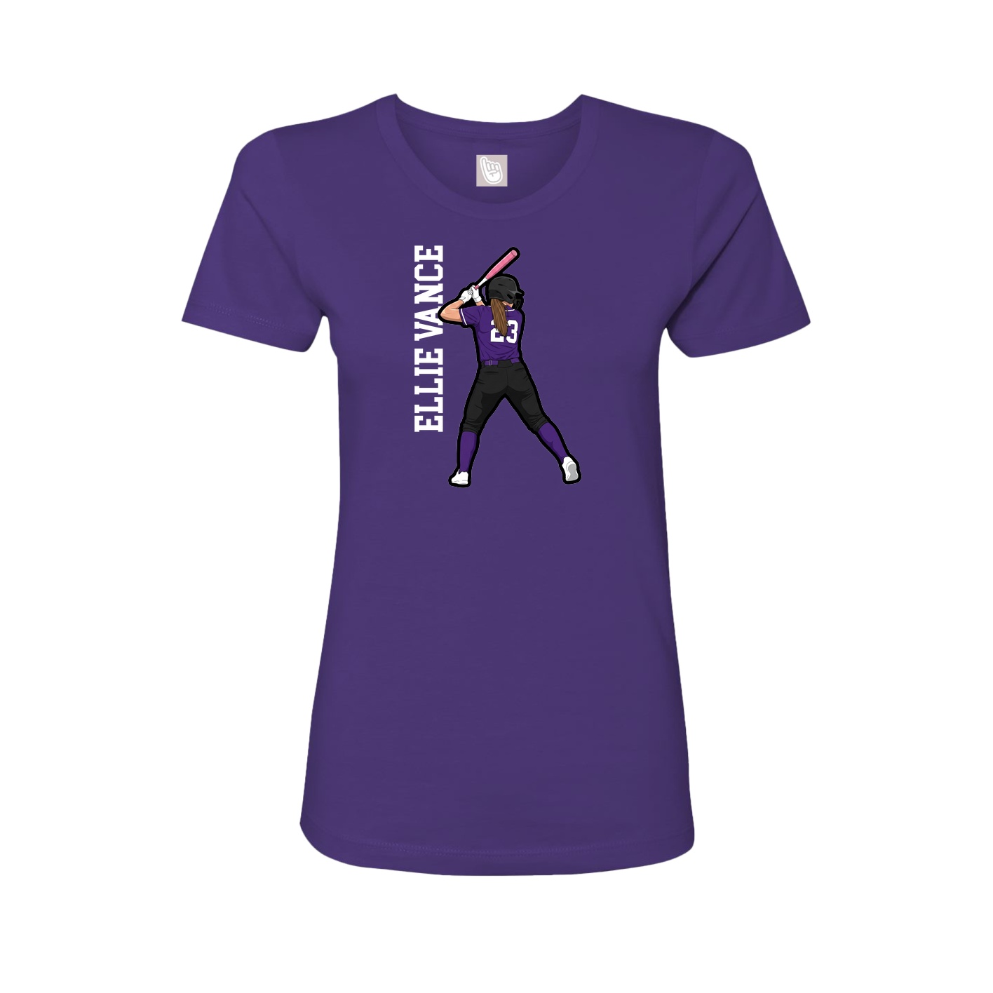 Womens Tee — Name Vertical in Purple