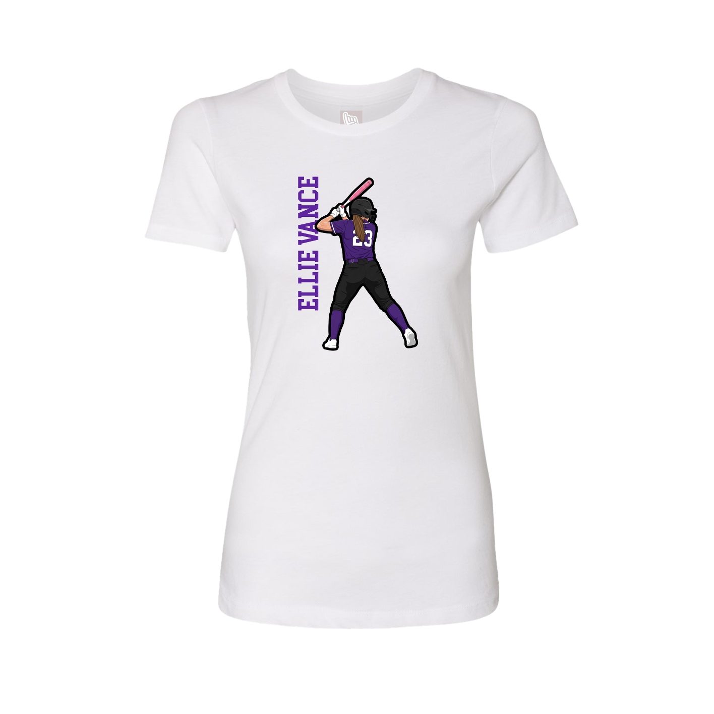Fitted Women's Tee — Name Vertical in White