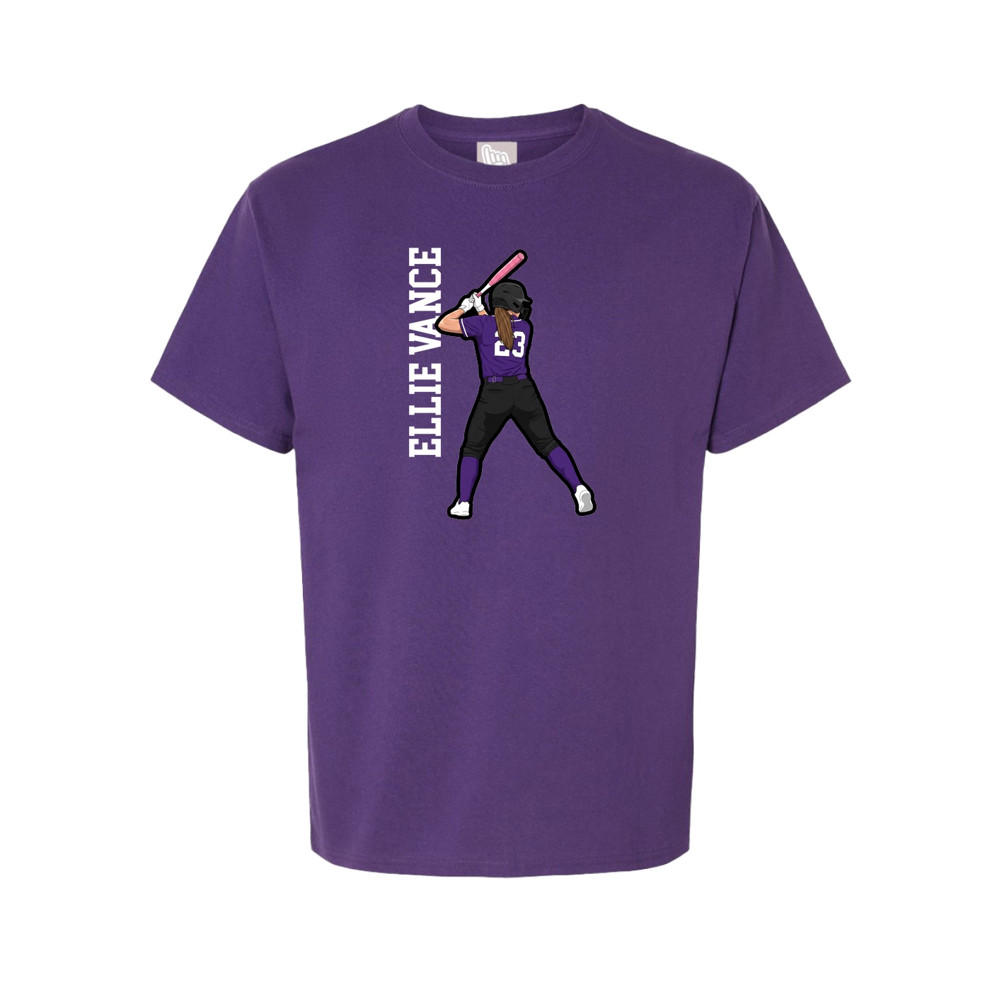 Youth Tee — Name Vertical in Purple