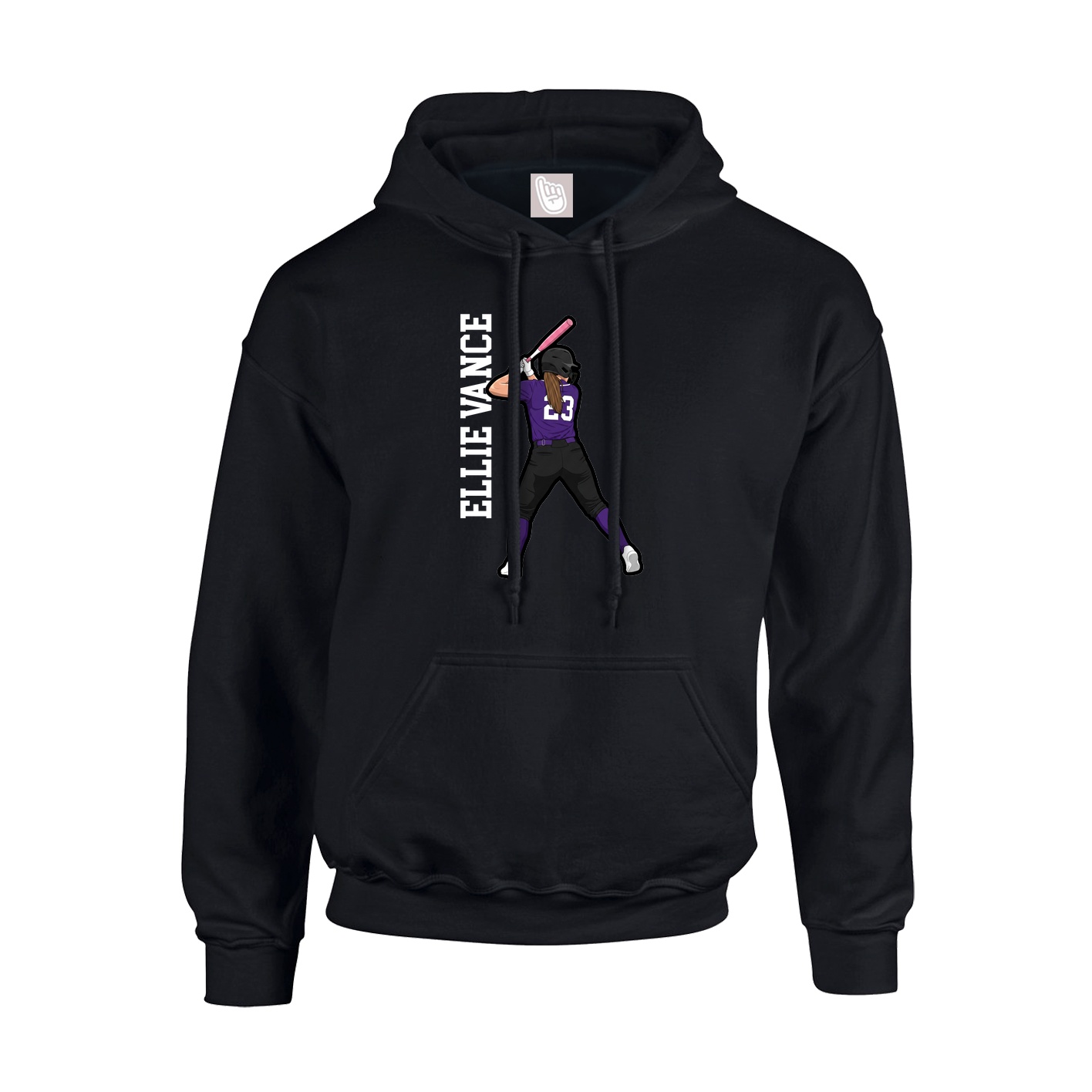 Hoodie — Name Vertical in Black