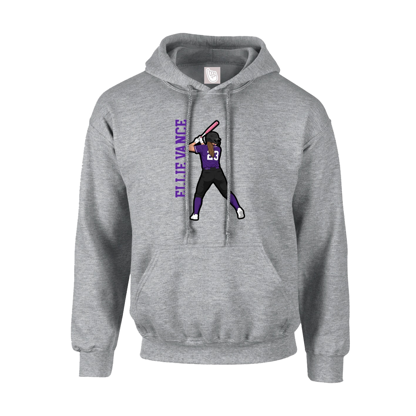 Hoodie — Name Vertical in Grey