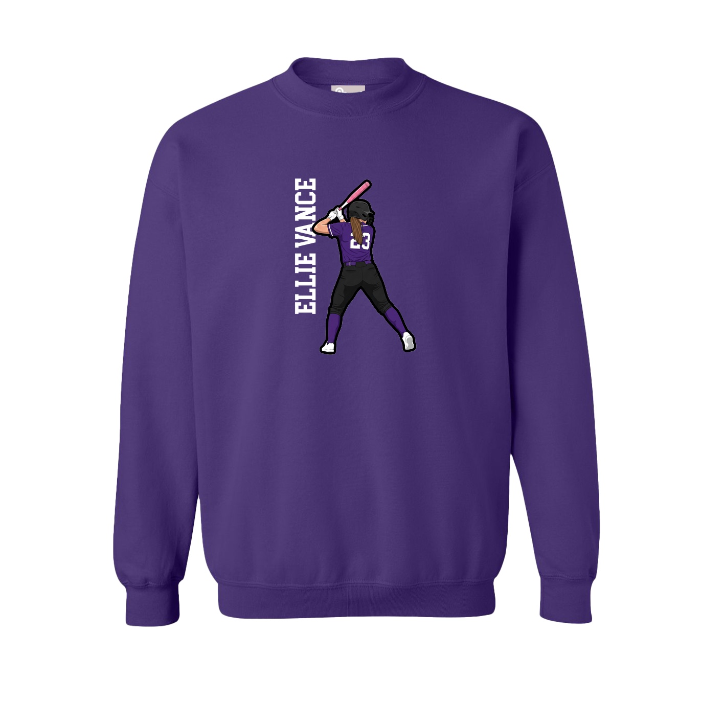 Fleece Crew — Name Vertical in Purple