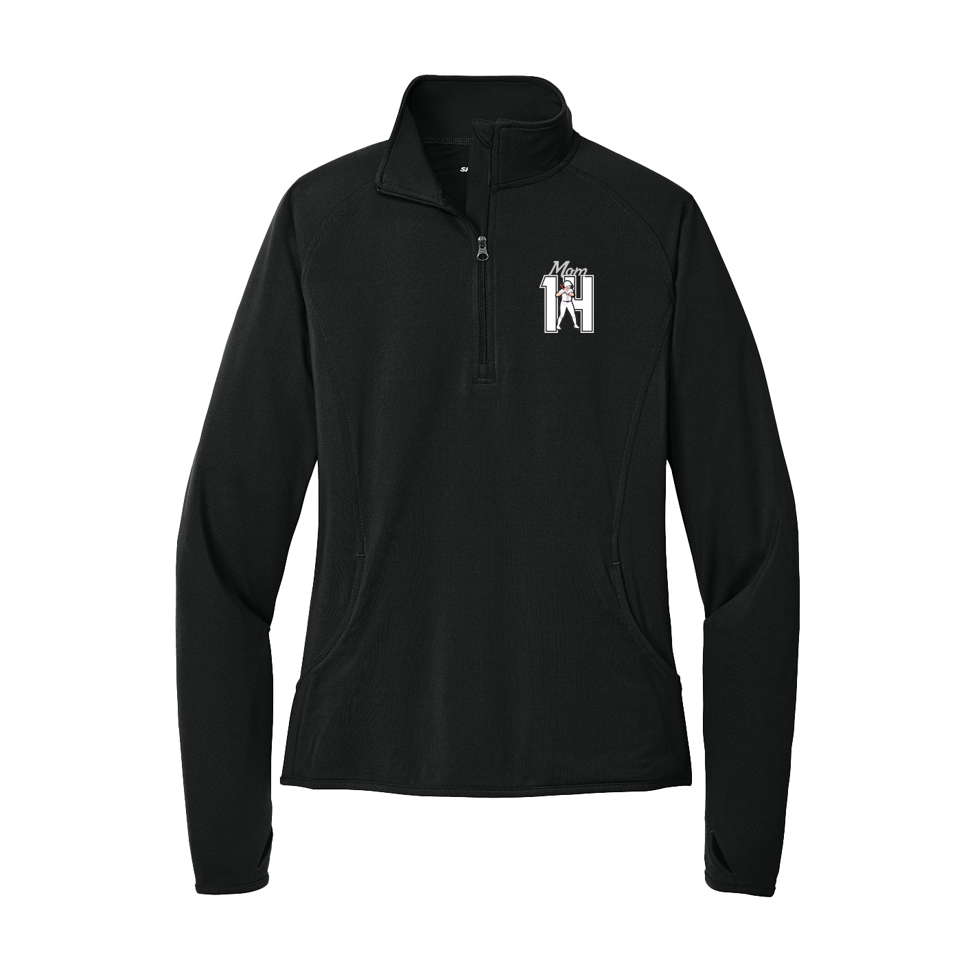 Women's Q-Zip Pullover — Mothers Day Shirsey in Black
