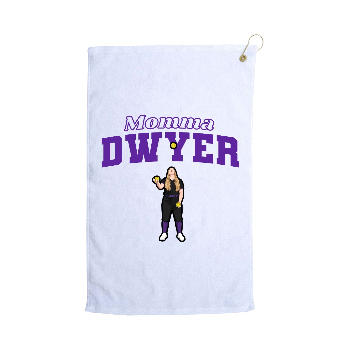 Golf Towel — Mothers Day Block in White