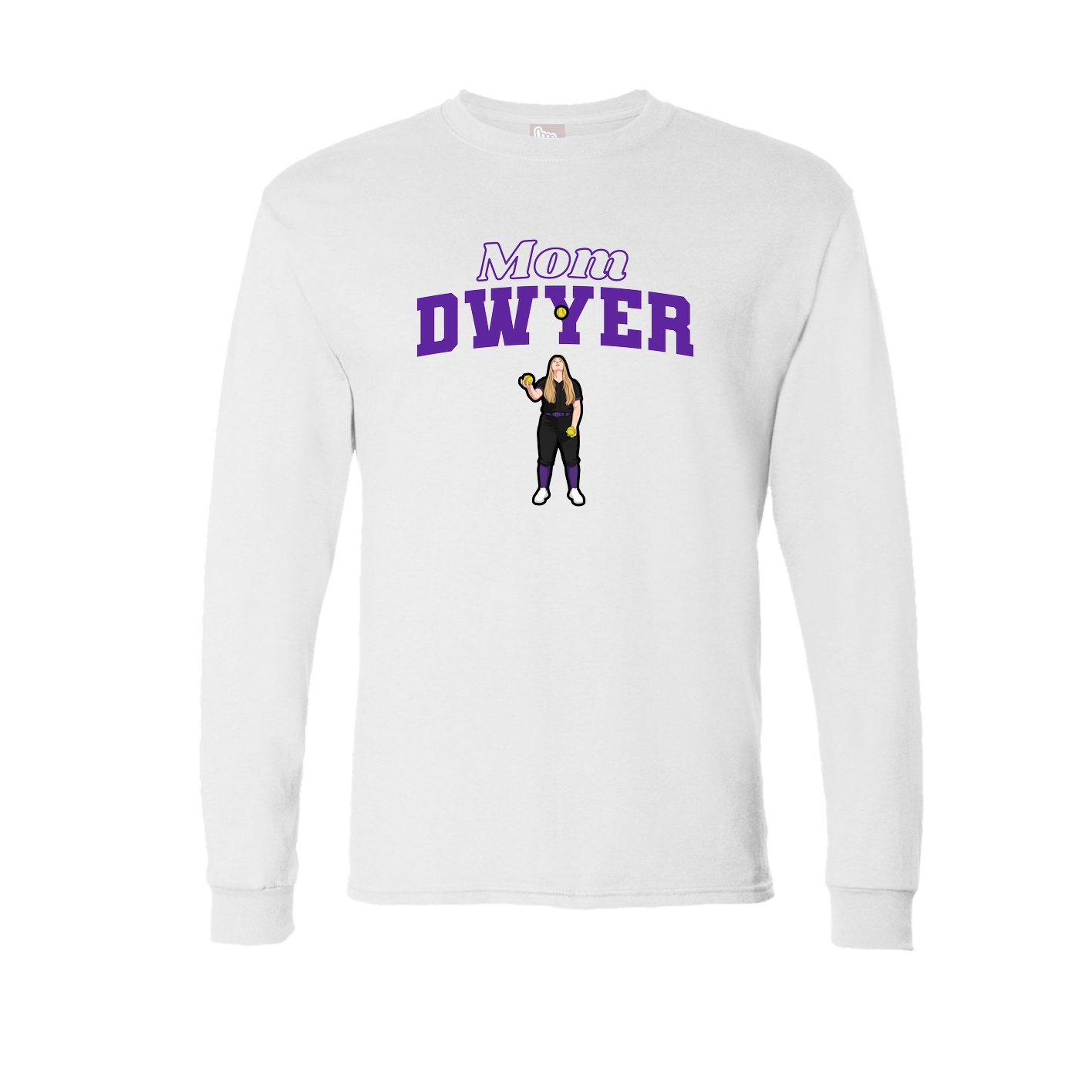 Long Sleeve Tee — Mothers Day Block in White