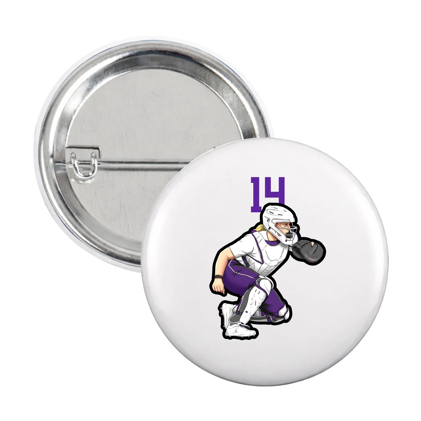 Game Day Button — Number Top in White