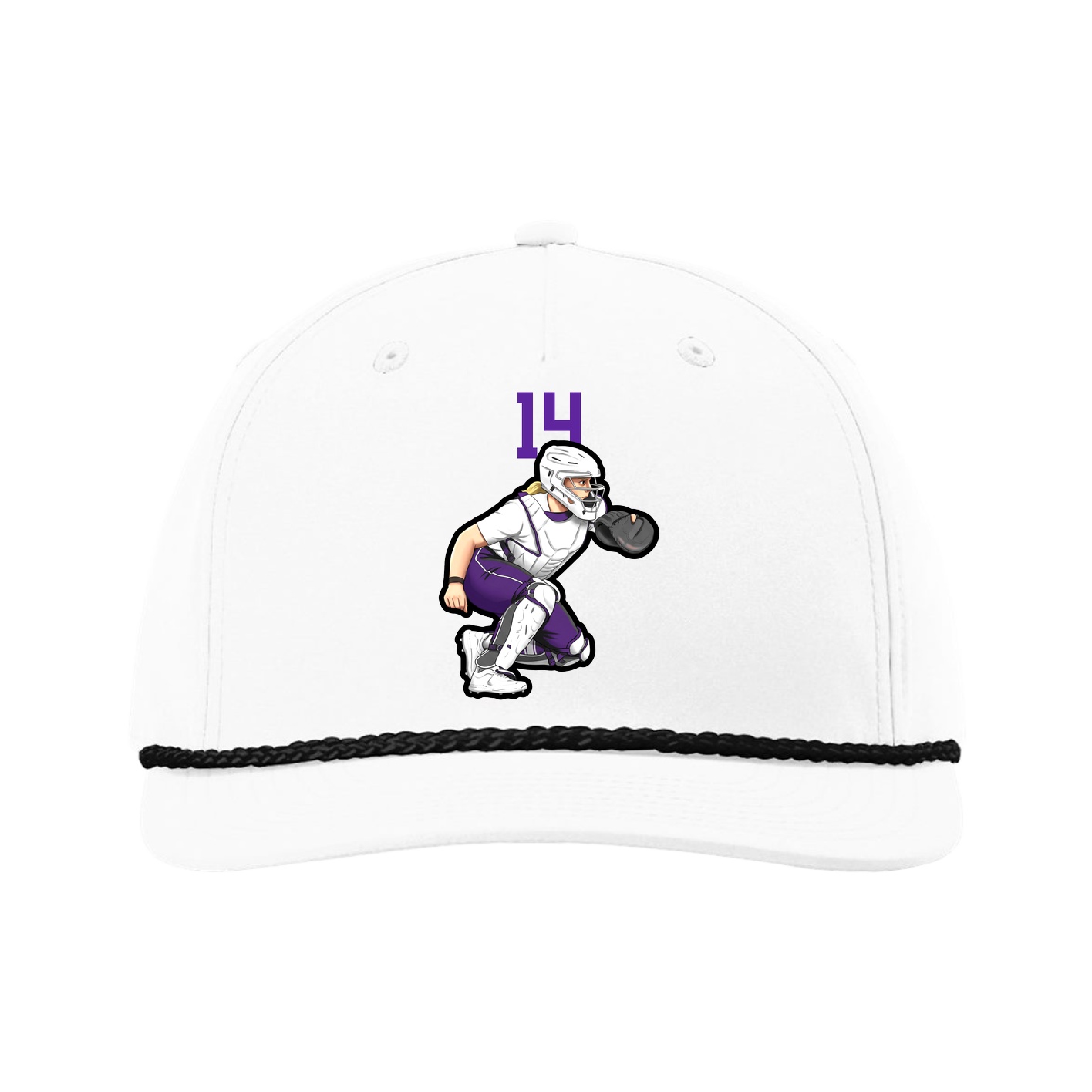 Five-Panel Classic Rope Cap — Number Top in White